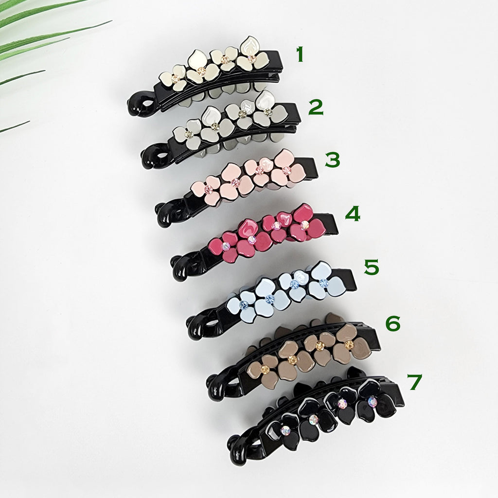Cubic Point Flower Banana Claw Clip (2.4 Inch) / Pastel Color Hair Comb Barrette / Clincher Comb Hair Accessory
