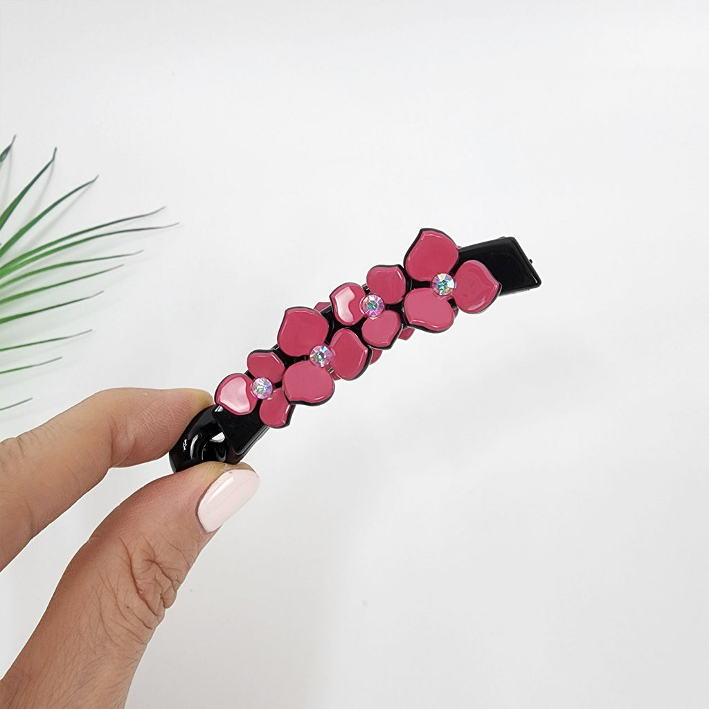 Cubic Point Flower Banana Claw Clip (2.4 Inch) / Pastel Color Hair Comb Barrette / Clincher Comb Hair Accessory