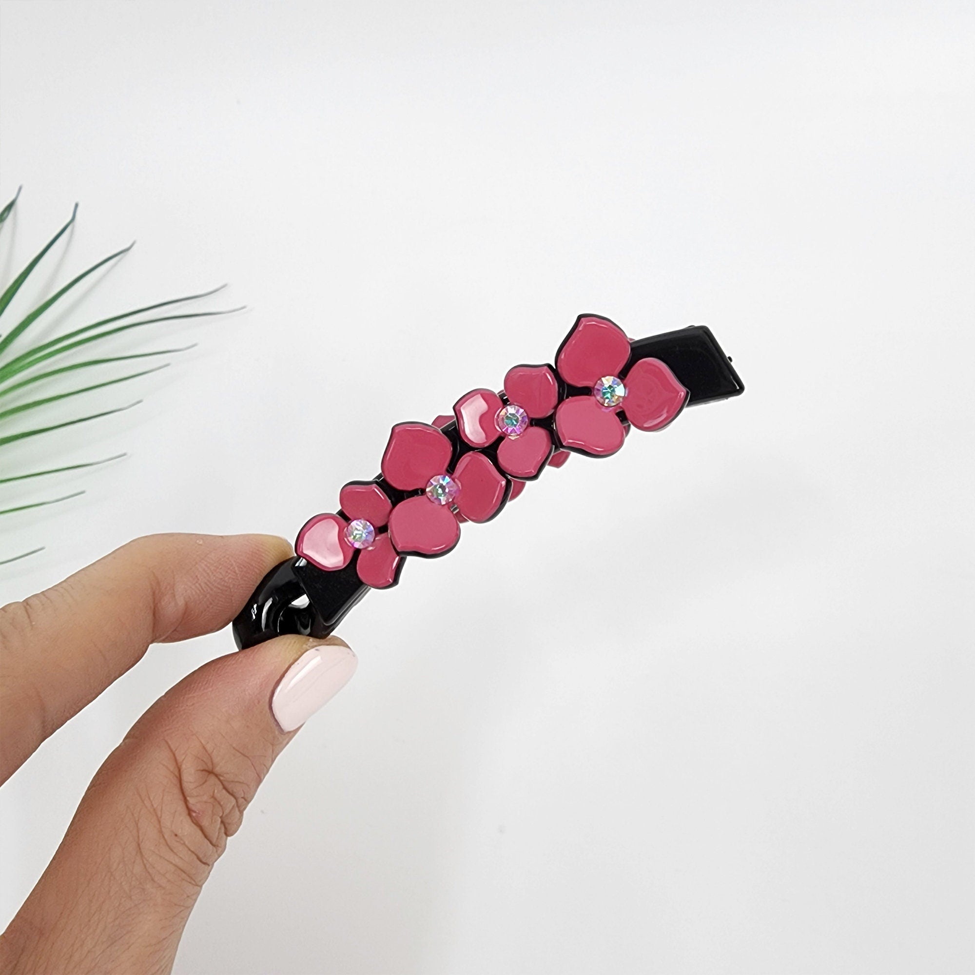 Cubic Point Flower Banana Claw Clip (2.4 Inch) / Pastel Color Hair Comb Barrette / Clincher Comb Hair Accessory