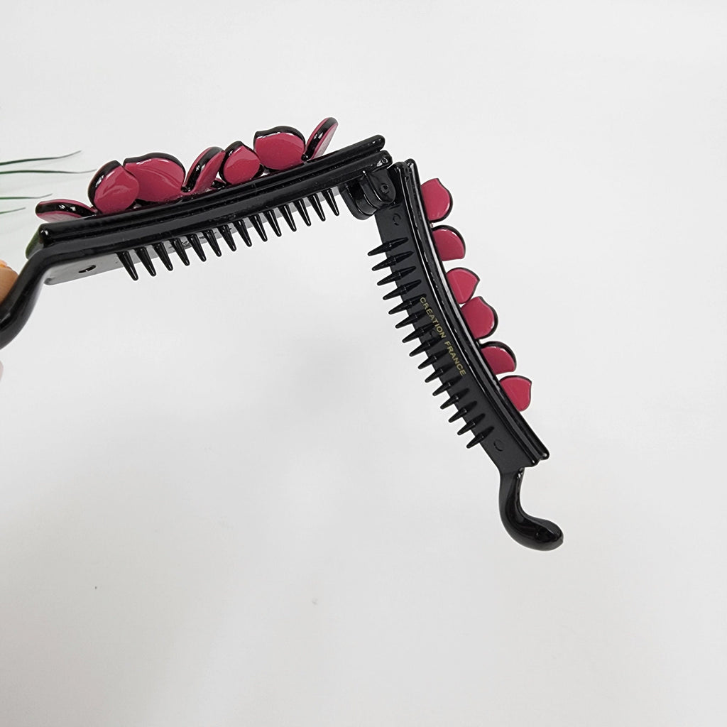 Cubic Point Flower Banana Claw Clip (2.4 Inch) / Pastel Color Hair Comb Barrette / Clincher Comb Hair Accessory