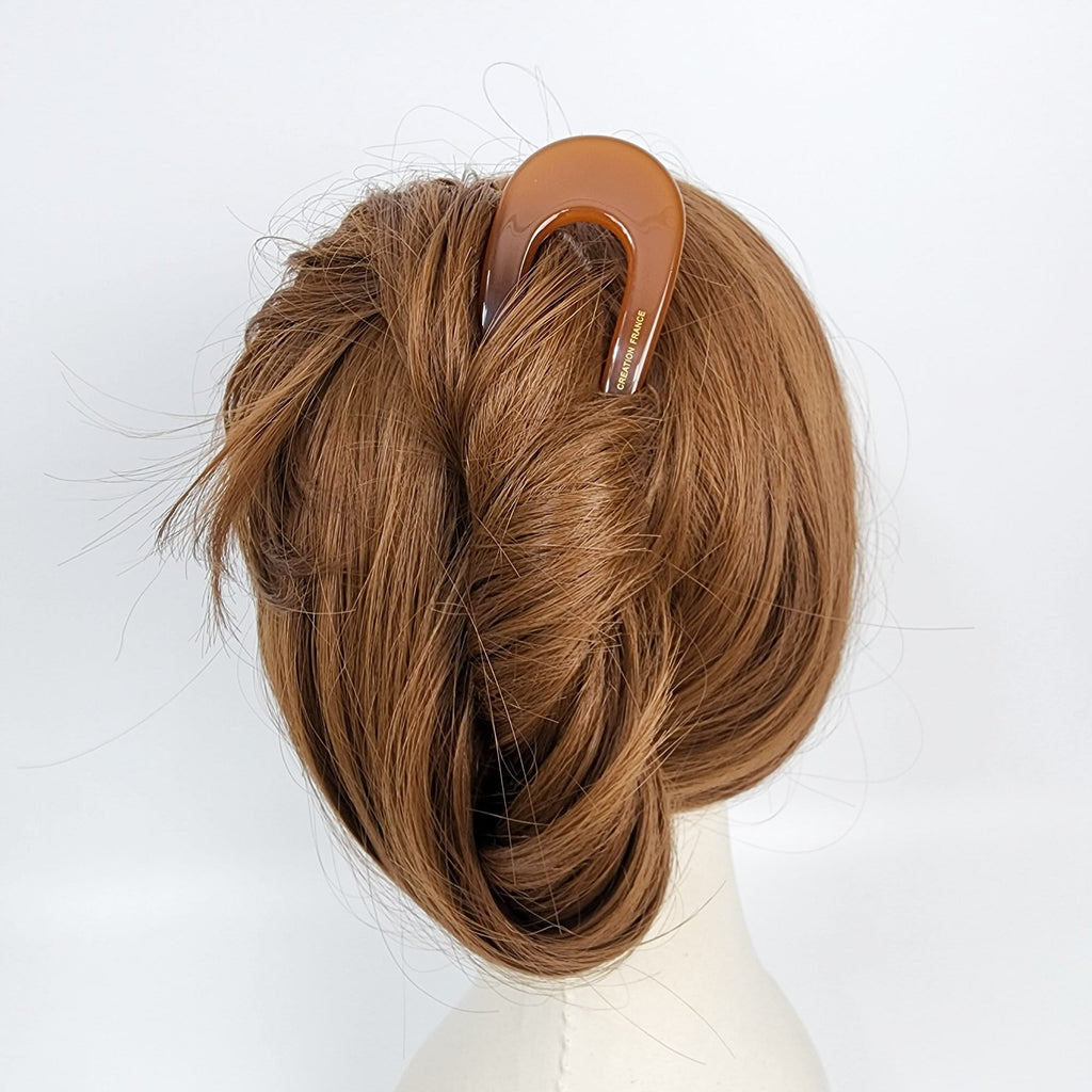 Pure Color U Shape Big Hair Stick / Tortoise Shell French Hair Pin / Hair Fork for Thick Hair