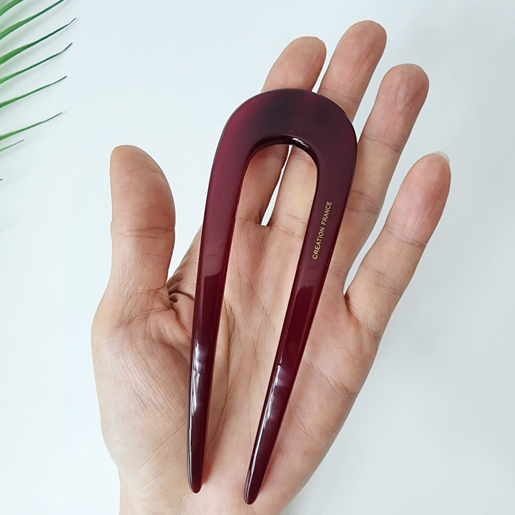 Pure Color U Shape Big Hair Stick / Tortoise Shell French Hair Pin / Hair Fork for Thick Hair