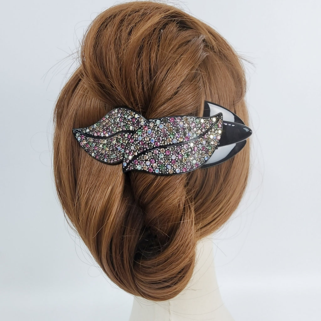 Leaf Shape Big Clip Hair Claw with Cubic / Tortoise Shell Hair Comb Barrette / Clincher Comb Hair Accessory
