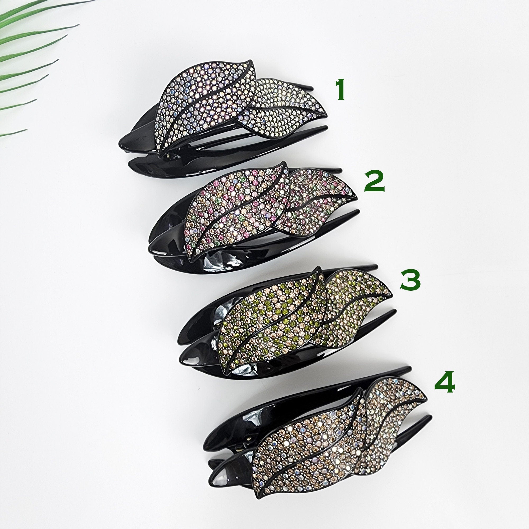 Leaf Shape Big Clip Hair Claw with Cubic / Tortoise Shell Hair Comb Barrette / Clincher Comb Hair Accessory