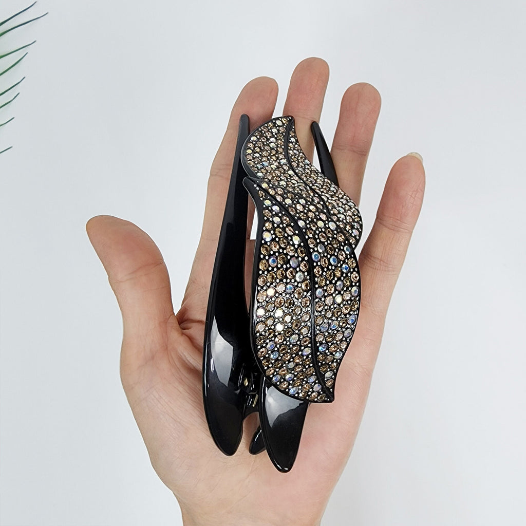 Leaf Shape Big Clip Hair Claw with Cubic / Tortoise Shell Hair Comb Barrette / Clincher Comb Hair Accessory