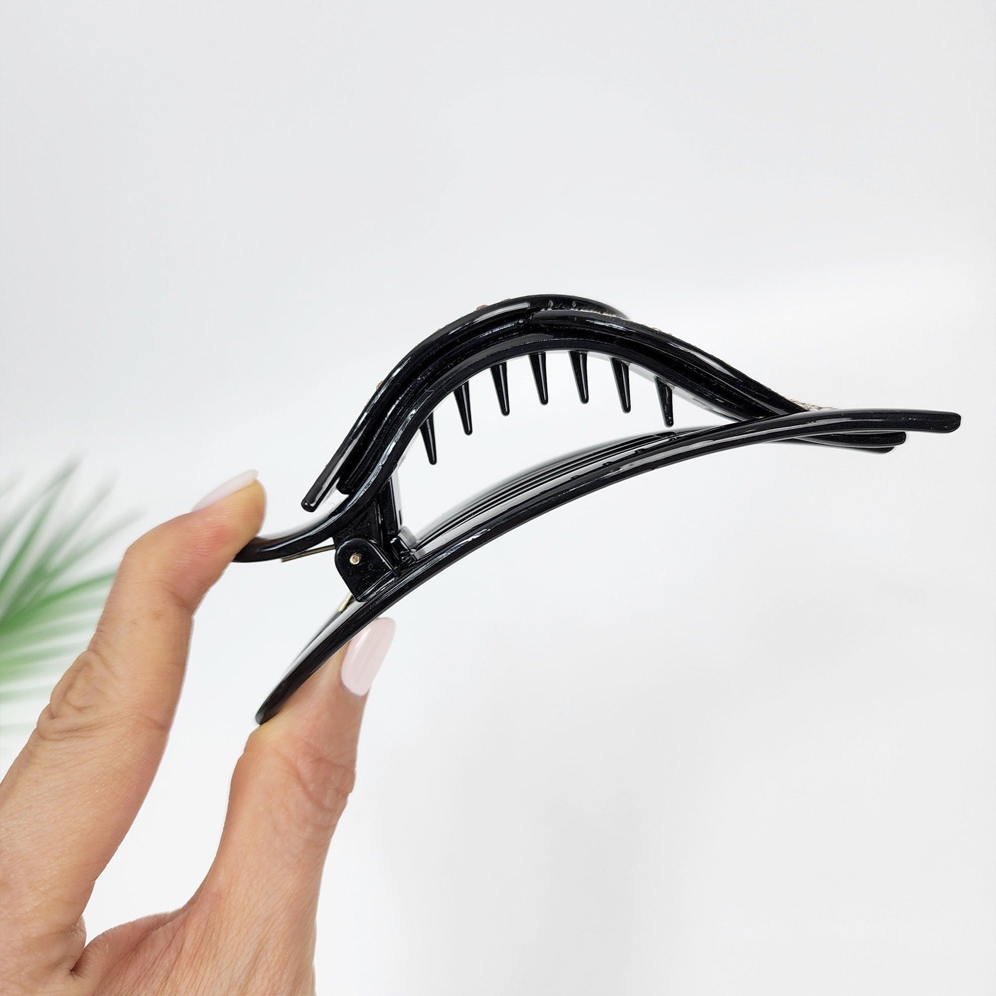 Leaf Shape Big Clip Hair Claw with Cubic / Tortoise Shell Hair Comb Barrette / Clincher Comb Hair Accessory