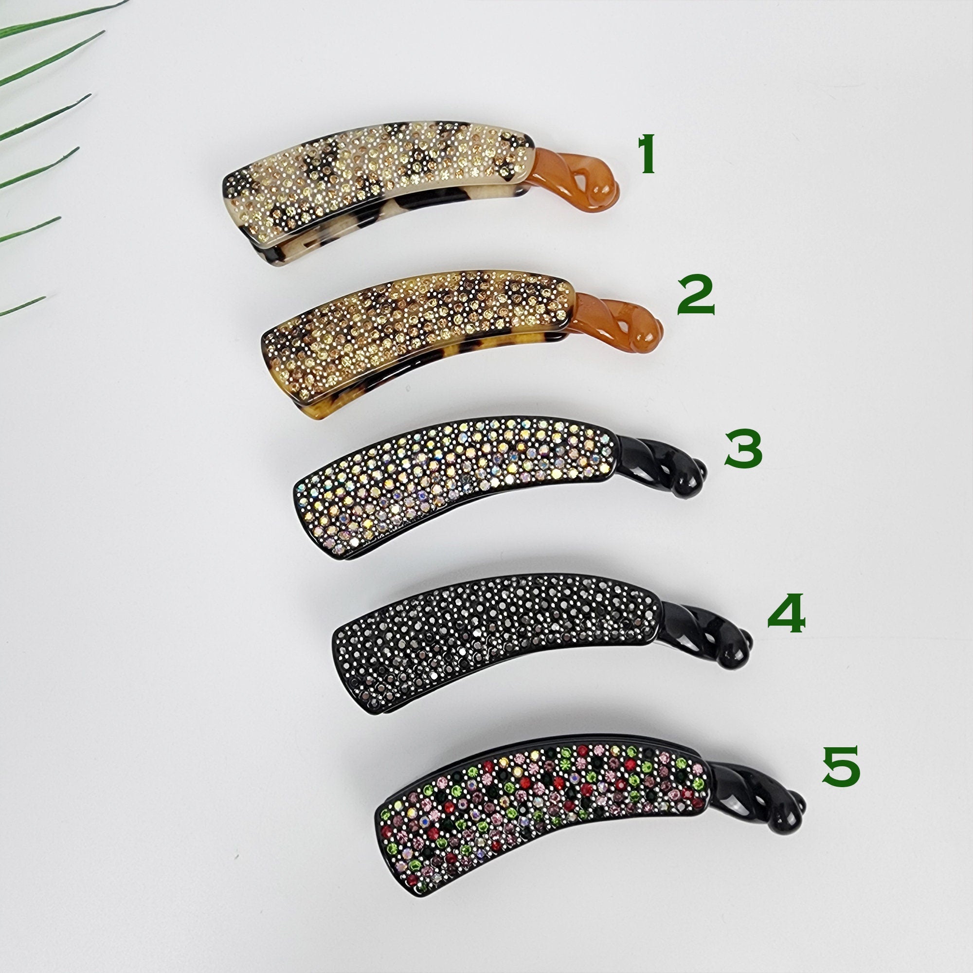 Leopard Black Basic Small Banana Claw Clip with Cubic / Luxurious French Hair Pin / Hair Comb Barrette for Woman