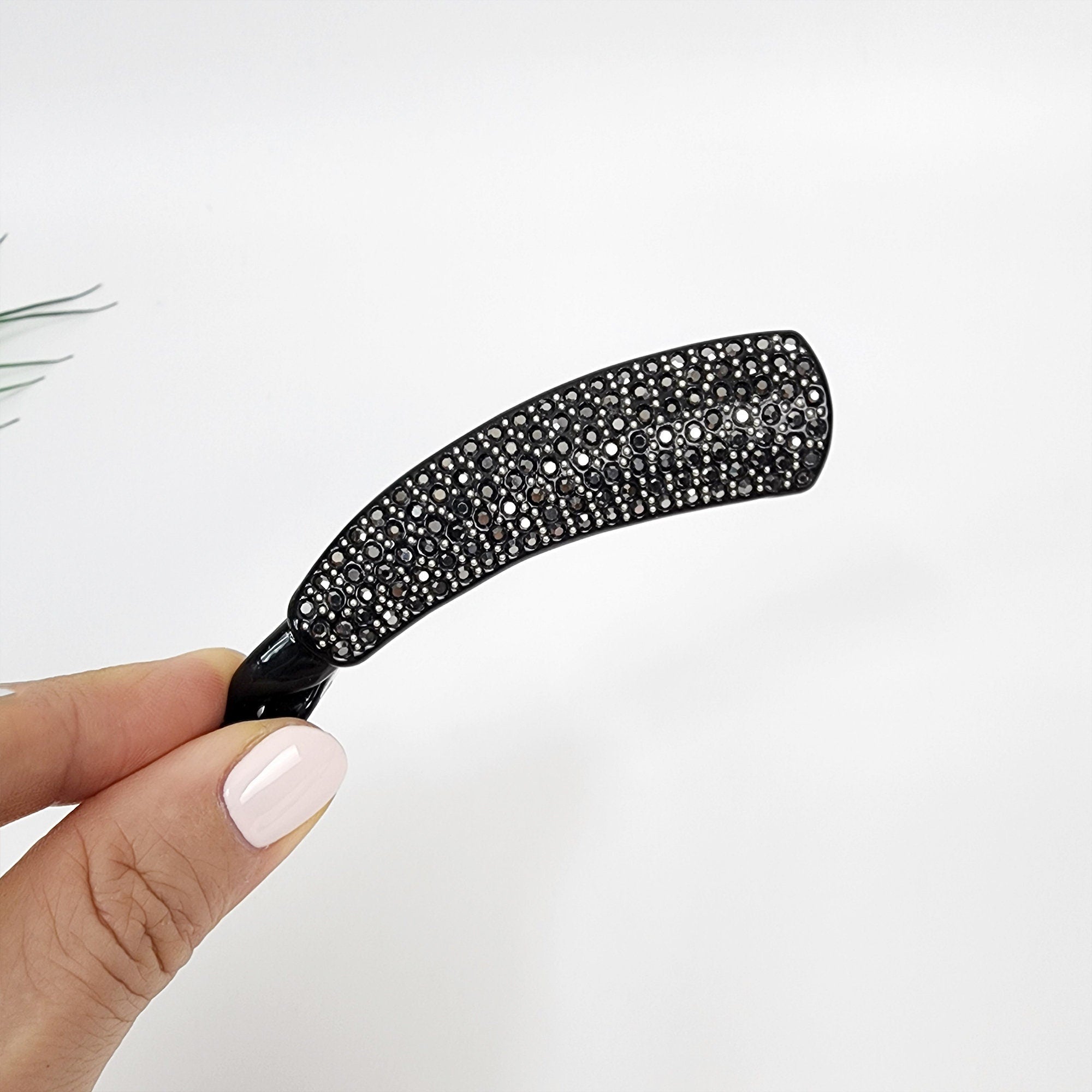 Leopard Black Basic Small Banana Claw Clip with Cubic / Luxurious French Hair Pin / Hair Comb Barrette for Woman
