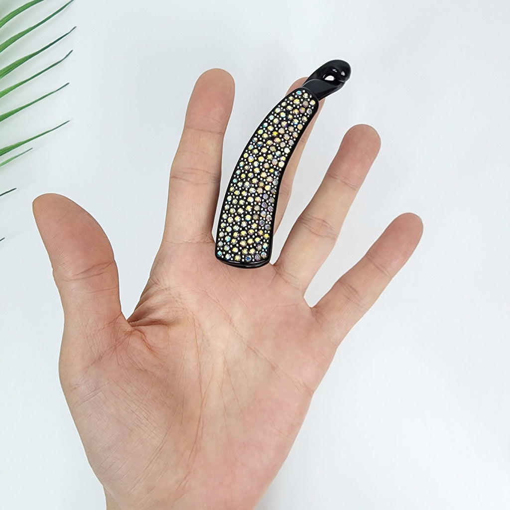 Leopard Black Basic Small Banana Claw Clip with Cubic / Luxurious French Hair Pin / Hair Comb Barrette for Woman