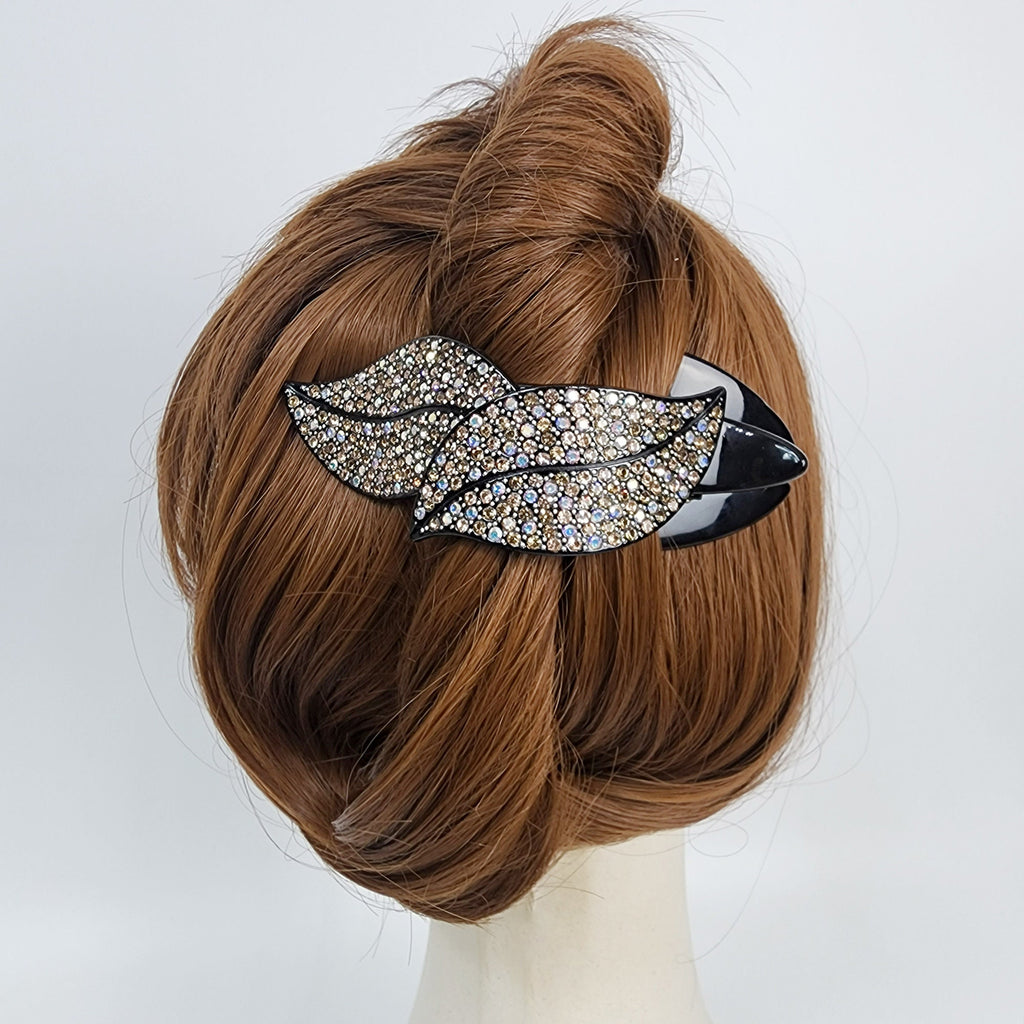 Leaf Shape Big Clip Hair Claw with Cubic / Tortoise Shell Hair Comb Barrette / Clincher Comb Hair Accessory