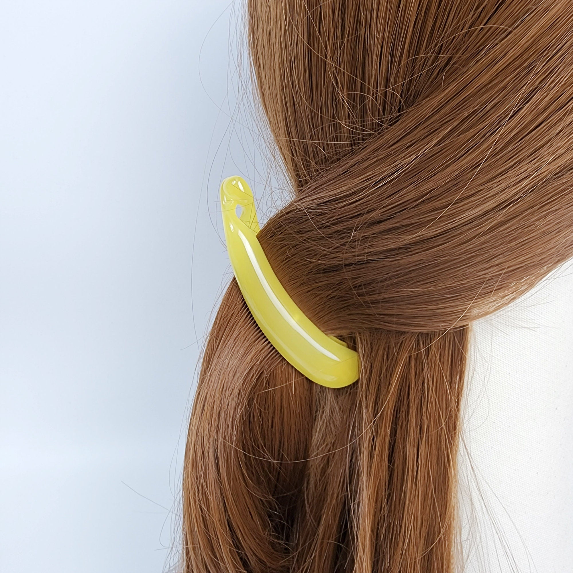 Pure Color Round Banana Clip (3.8 Inch) / Colorful Hair Comb Barrette / Clincher Comb Hair Accessory