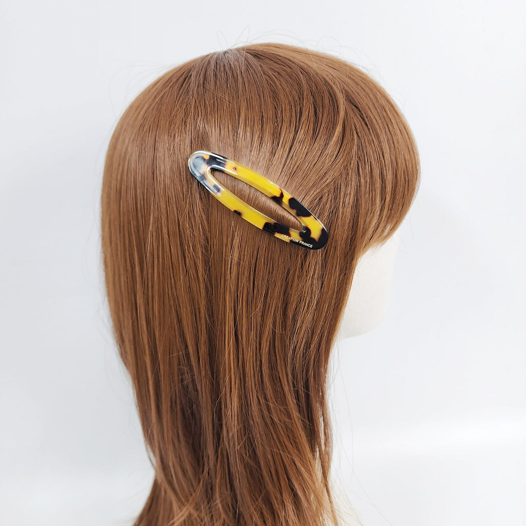Tortoise Shell Aurora Long Oval Snap Clip (3.3 Inch) / French Hairgrip Barrette / French Hair Pin / Tic Tac Hair Clip Pin