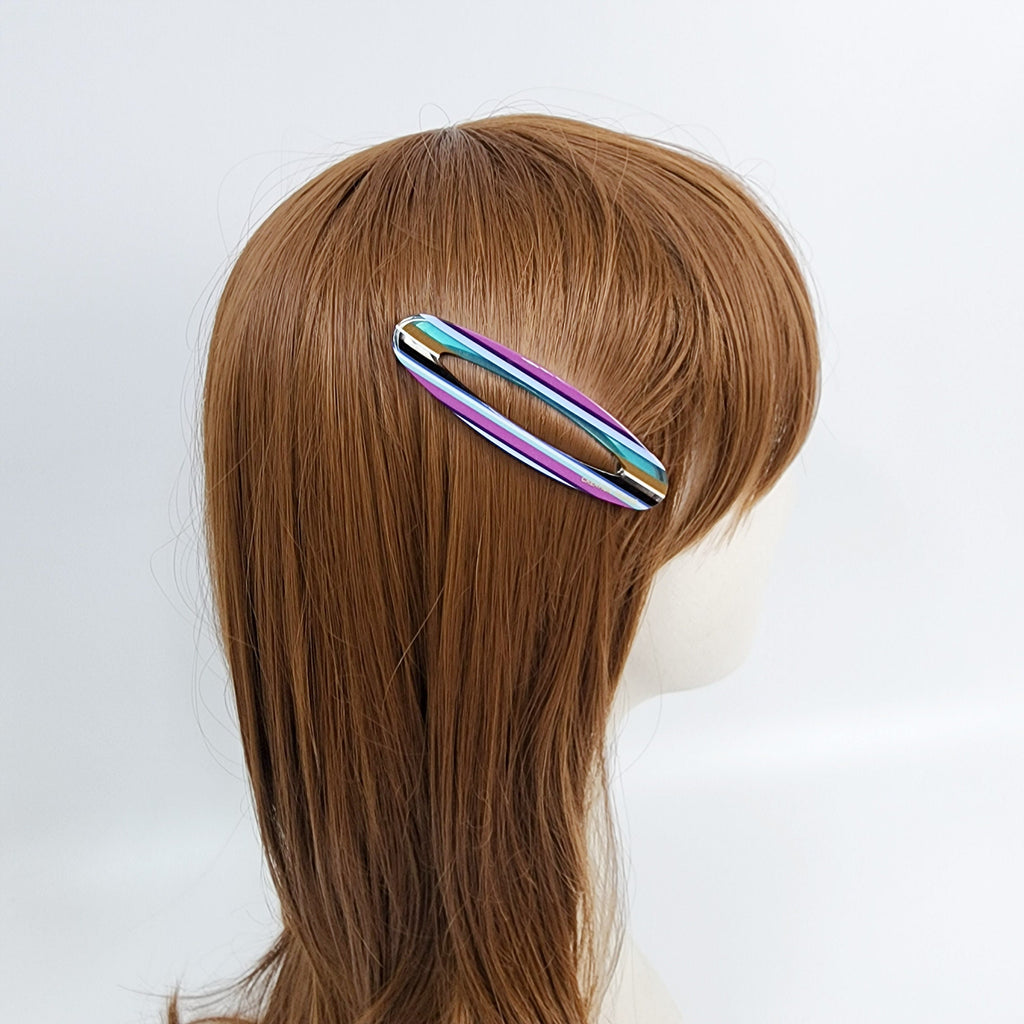 Tortoise Shell Aurora Long Oval Snap Clip (3.3 Inch) / French Hairgrip Barrette / French Hair Pin / Tic Tac Hair Clip Pin