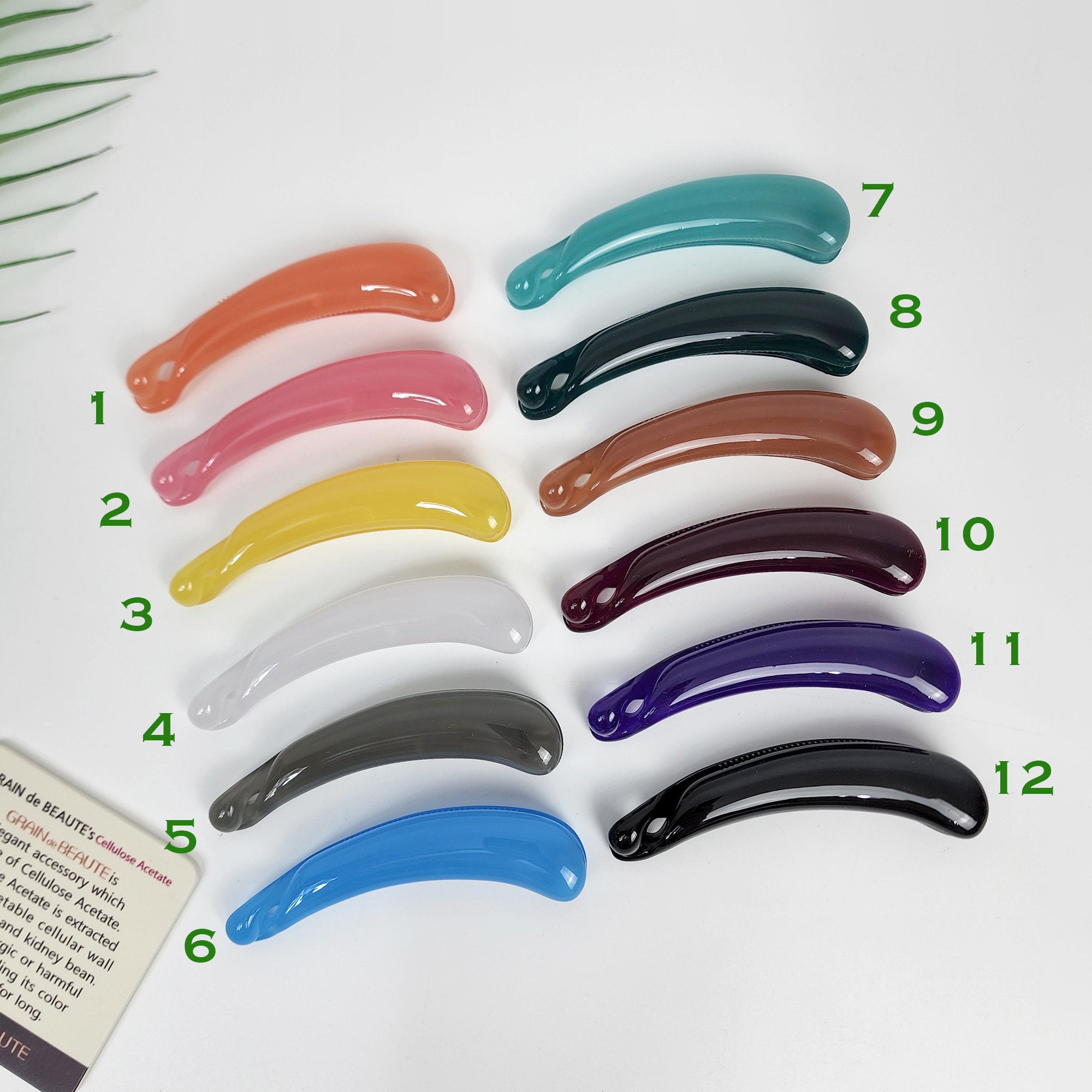 Pure Color Round Banana Clip (3.8 Inch) / Colorful Hair Comb Barrette / Clincher Comb Hair Accessory