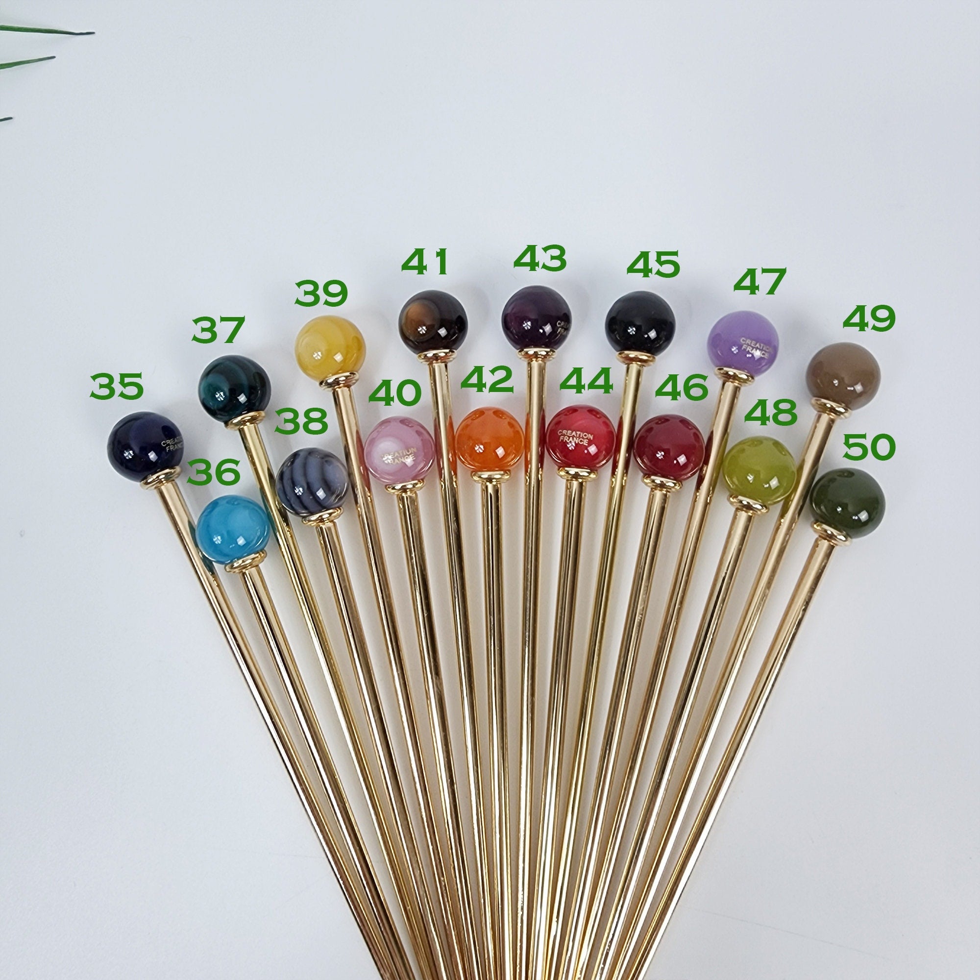 Marble Bright Bead Hair Stick (5.7 Inch) / Vintage Leopard French Hair Pin / Metal Hair Fork for Thick Hair