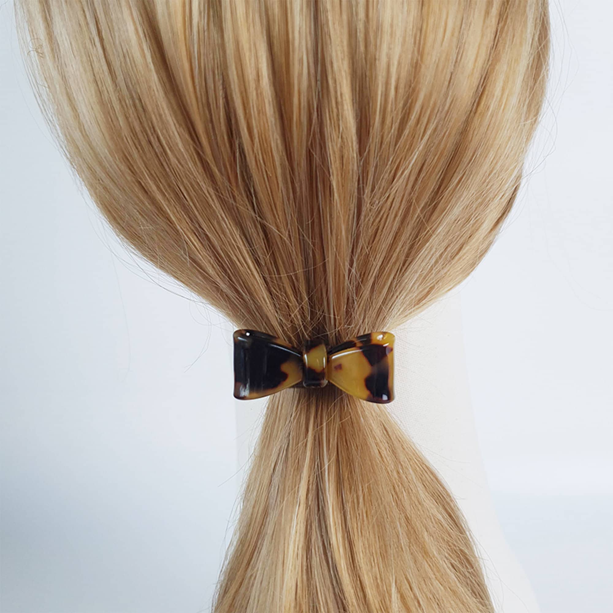 Tortoise Shell Art Mini Ribbon Hair Tie / Cute Point Ponytail Holder / Hair Accessory for Woman / French Hair Pin / Hair Scrunchy