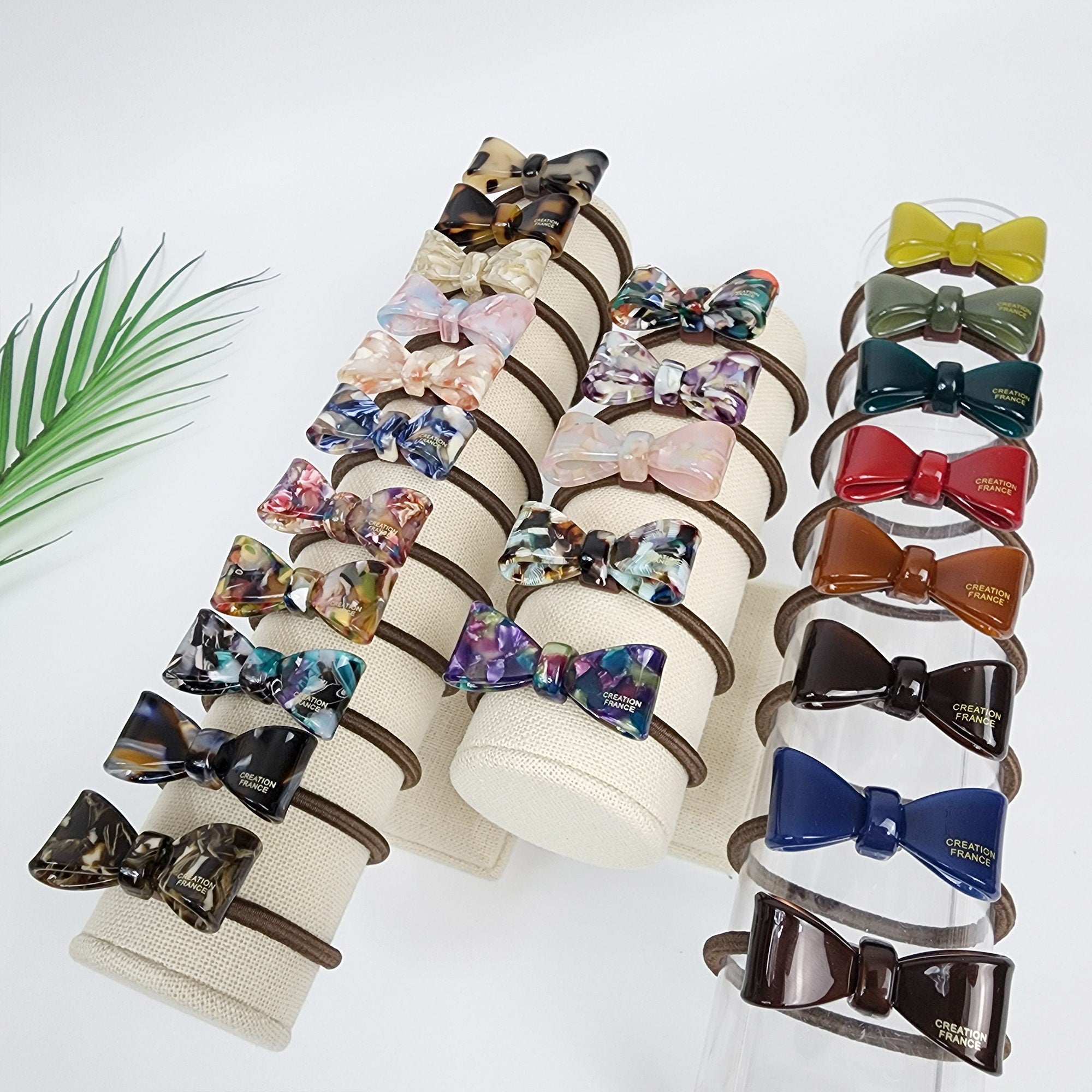 Tortoise Shell Art Mini Ribbon Hair Tie / Cute Point Ponytail Holder / Hair Accessory for Woman / French Hair Pin / Hair Scrunchy