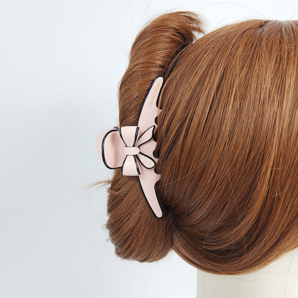 Pastel Color Ribbon Long Slim Hair Claw Clip (4.1 Inch) / Luxurious French Hair Pin / Hair Accessory for Woman
