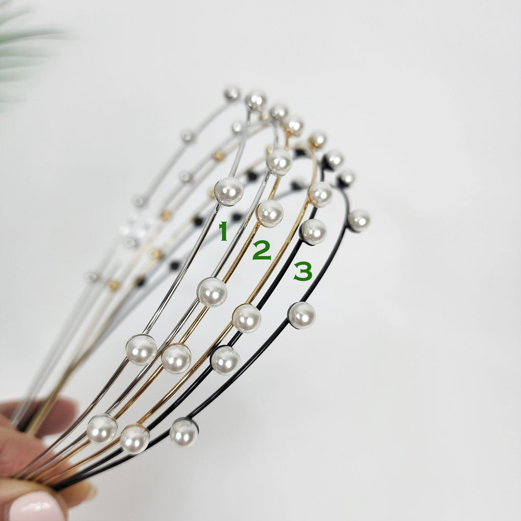 Two Wire Thin Headband with Pearl / Elegant Pearl Headband / Hair Accessories for Woman / Bridal Headband