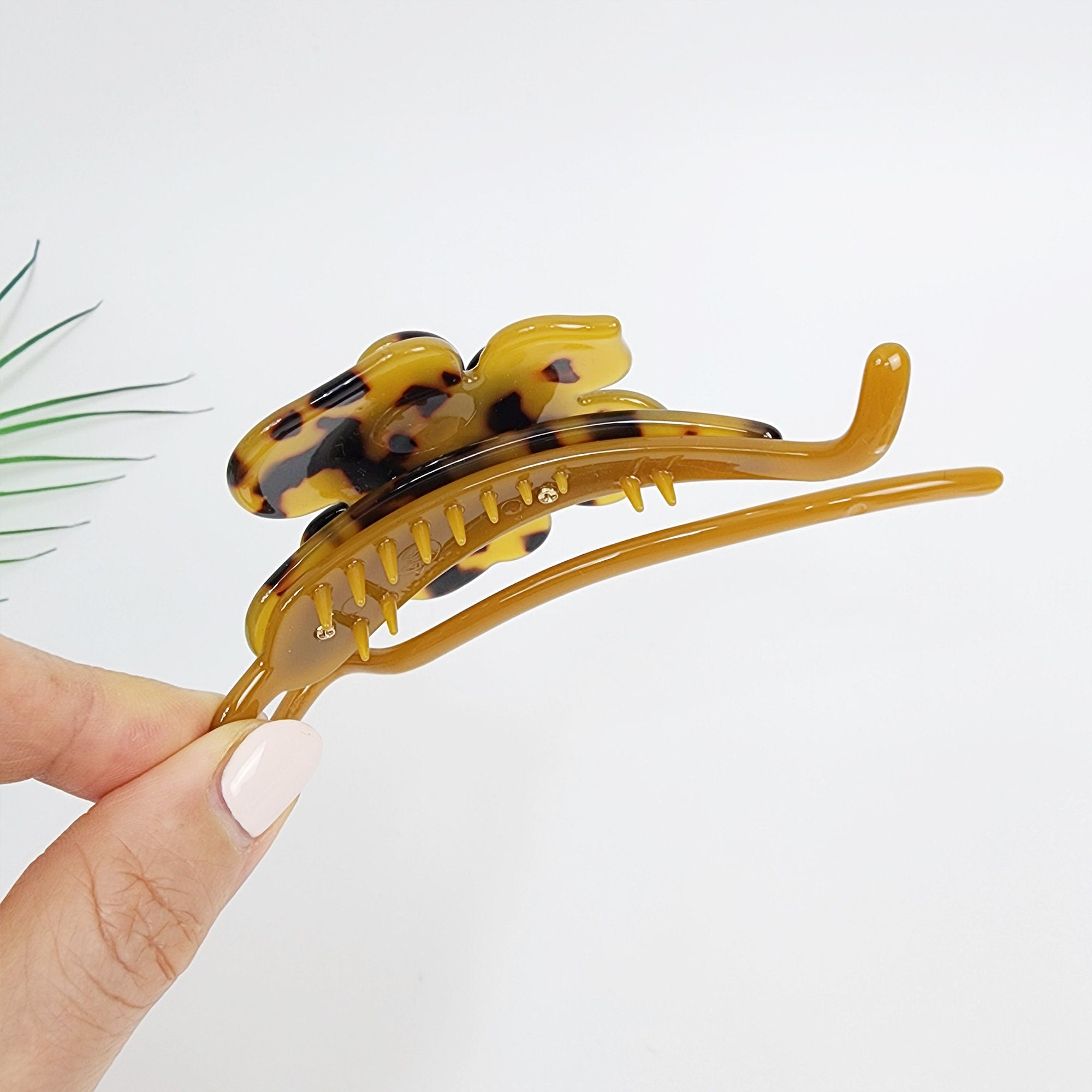 Volume Flower Banana Claw Clip / Tortoise Shell Hair Comb Barrette / French Hair Pin / Floral Hair Clips for Woman