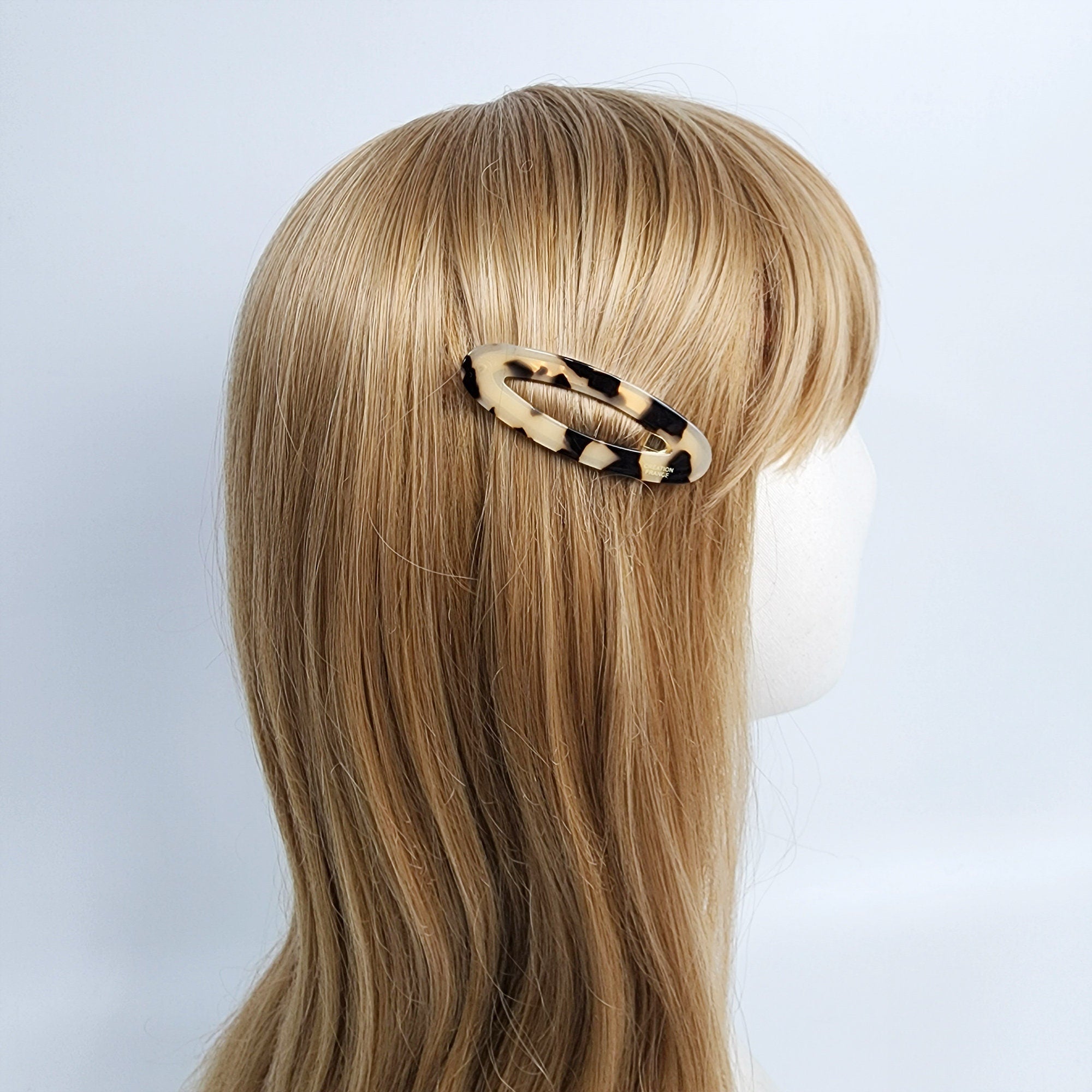 Leopard Marble Round Oval Snap Clip (2.6 Inch) / Cute Hairgrip Barrette / French Hair Pin / Tic Tac Hair Clip Pin
