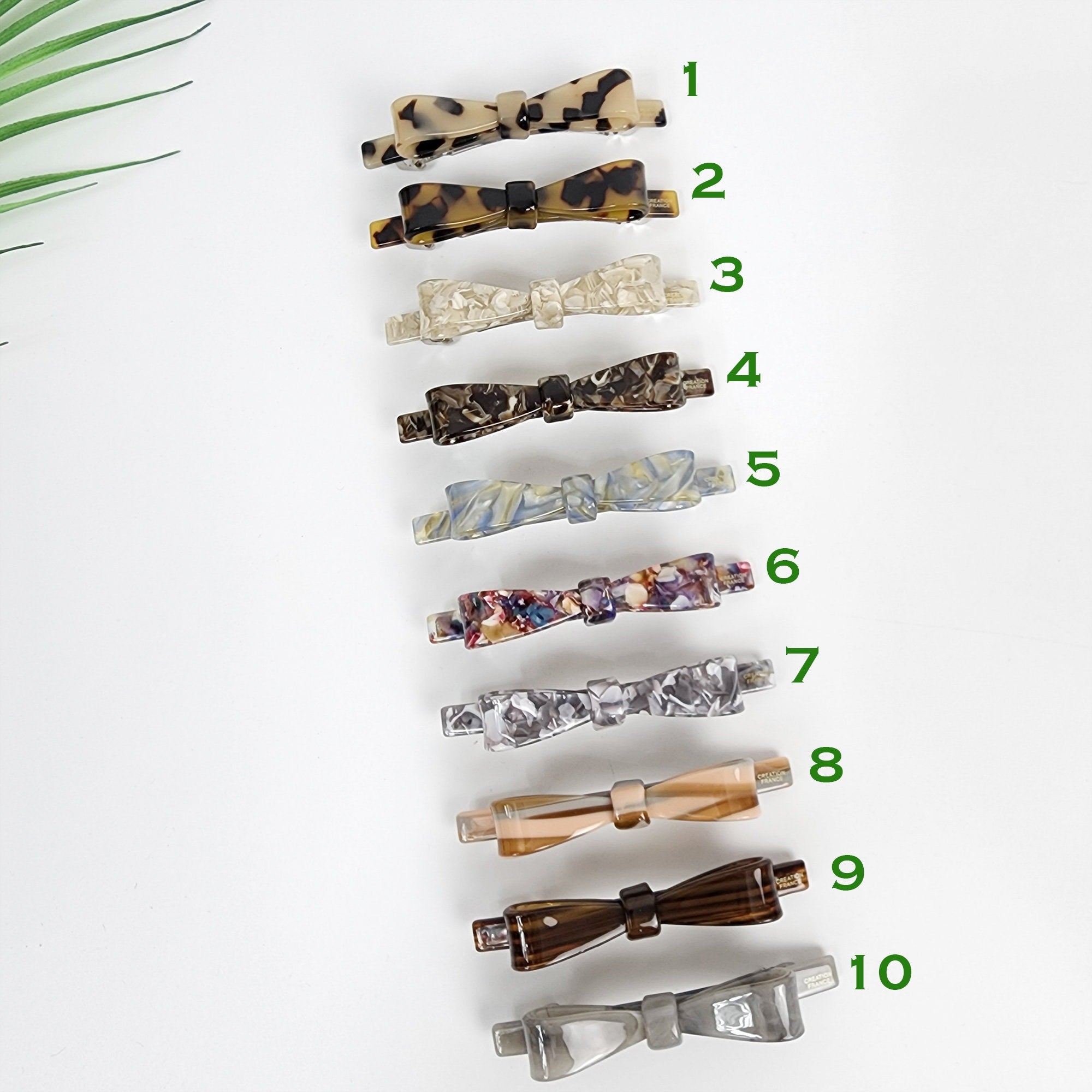 Bow Ribbon Hair Barrette (3.5 Inch) / Tortoise Marble French Hair Pin / Hair Accessory for Woman / Automatic Hair Clip