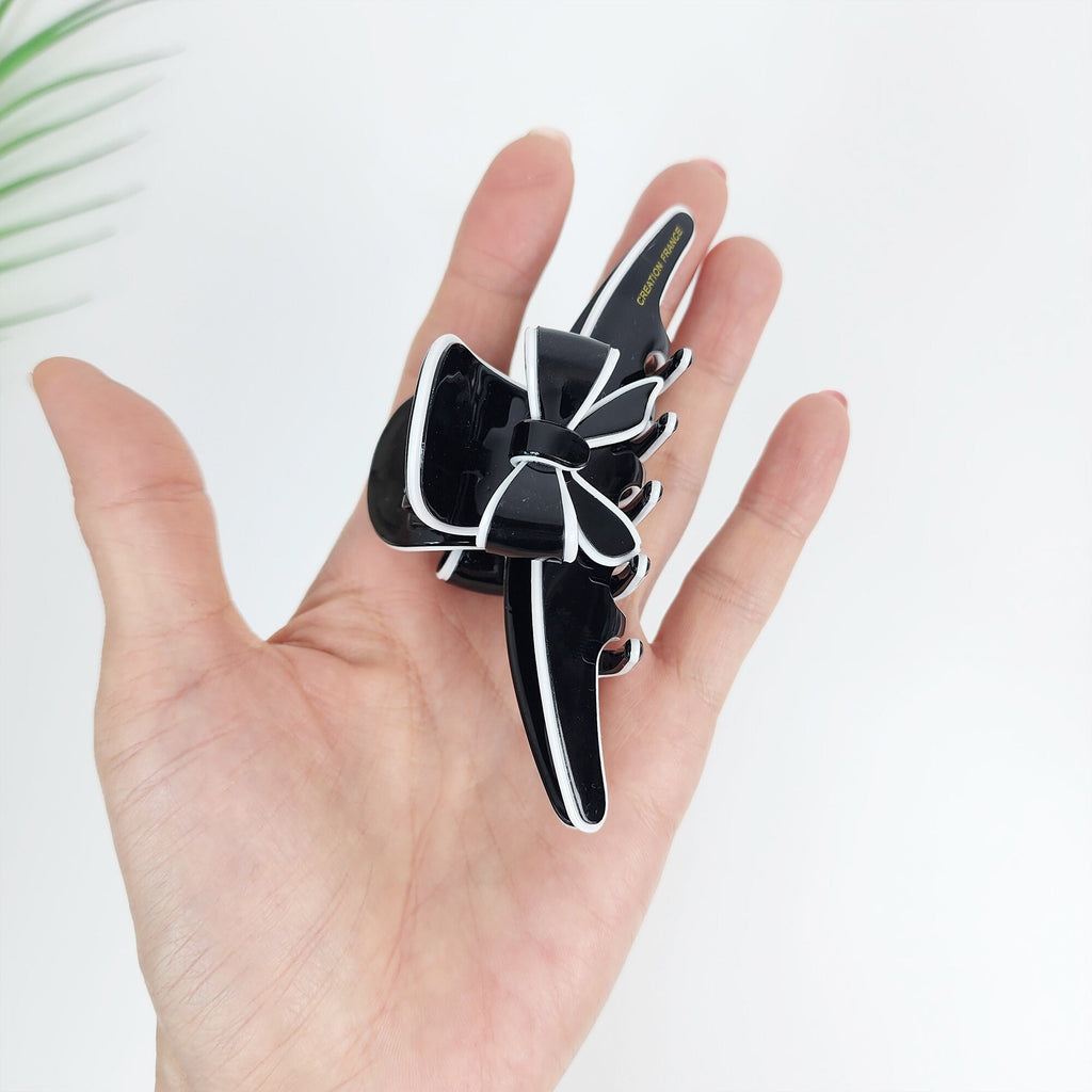 Pastel Color Ribbon Long Slim Hair Claw Clip (4.1 Inch) / Luxurious French Hair Pin / Hair Accessory for Woman