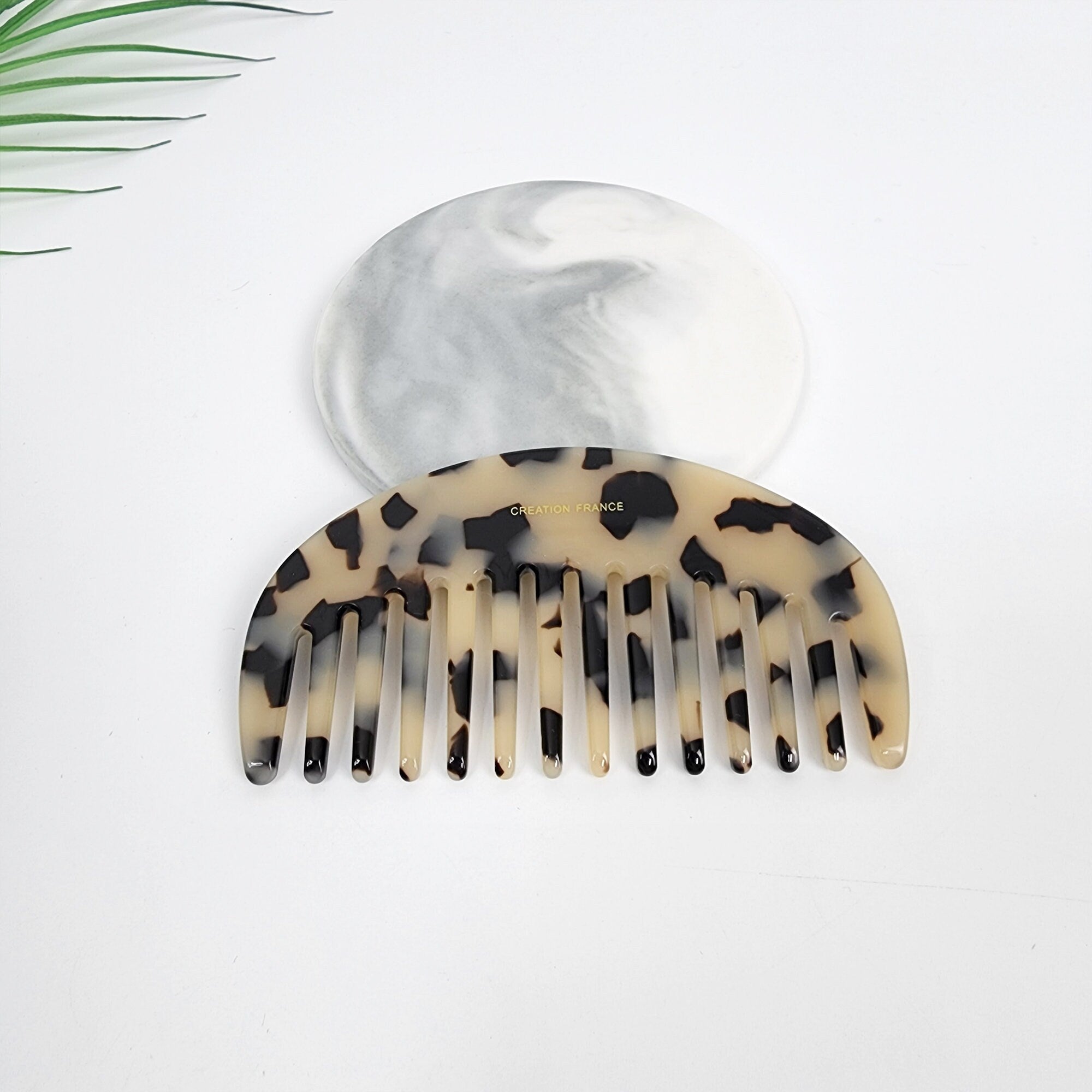 Tortoise Shell Half Moon Portable Hair Comb (4.0 Inch) / Curly Hair Comb Hair Brush / Hair Accessory for Woman