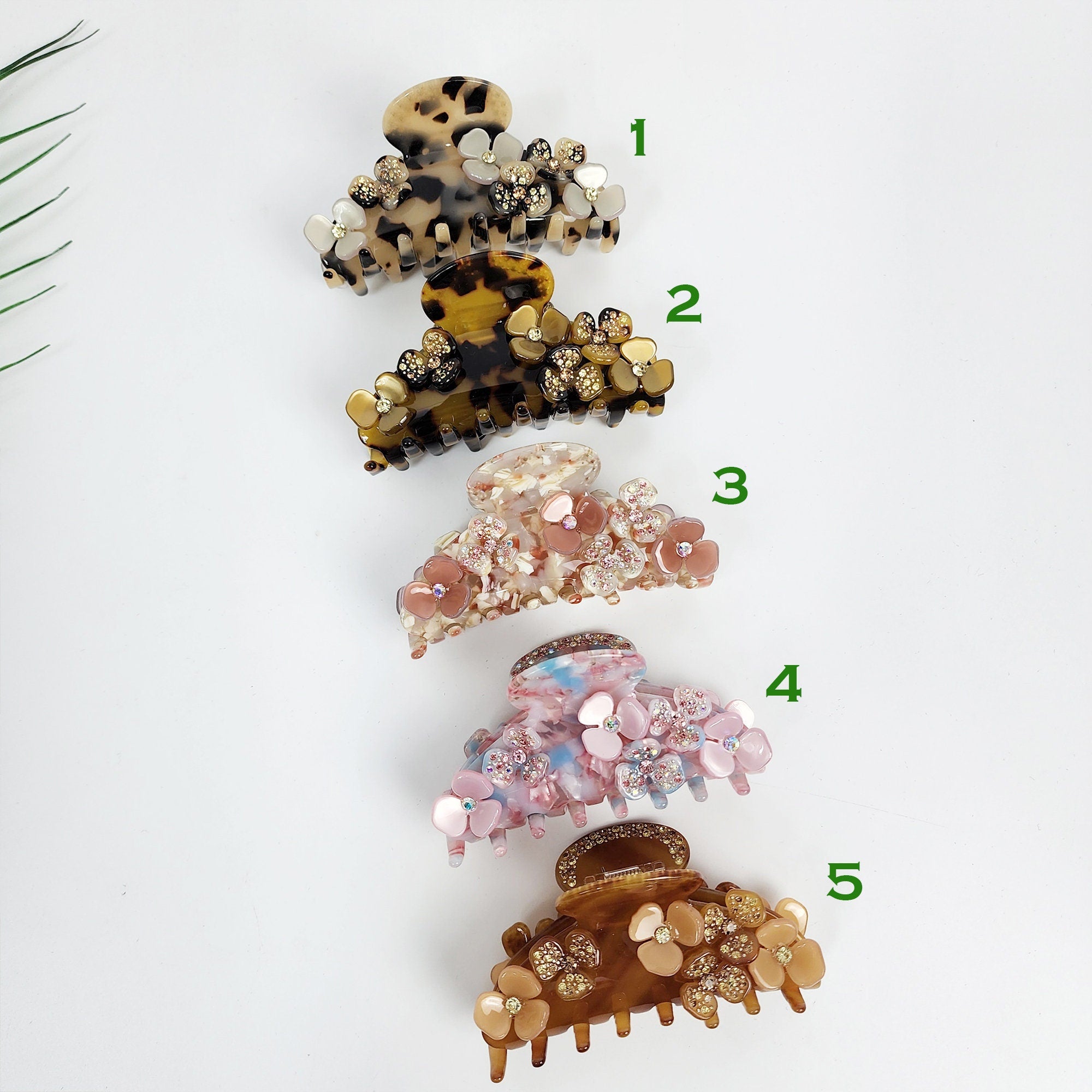 Leopard Bloom Big Claw Clip with Cubic (3.5 Inch) / Luxurious French Hair Pin / Hair Barrette for Woman