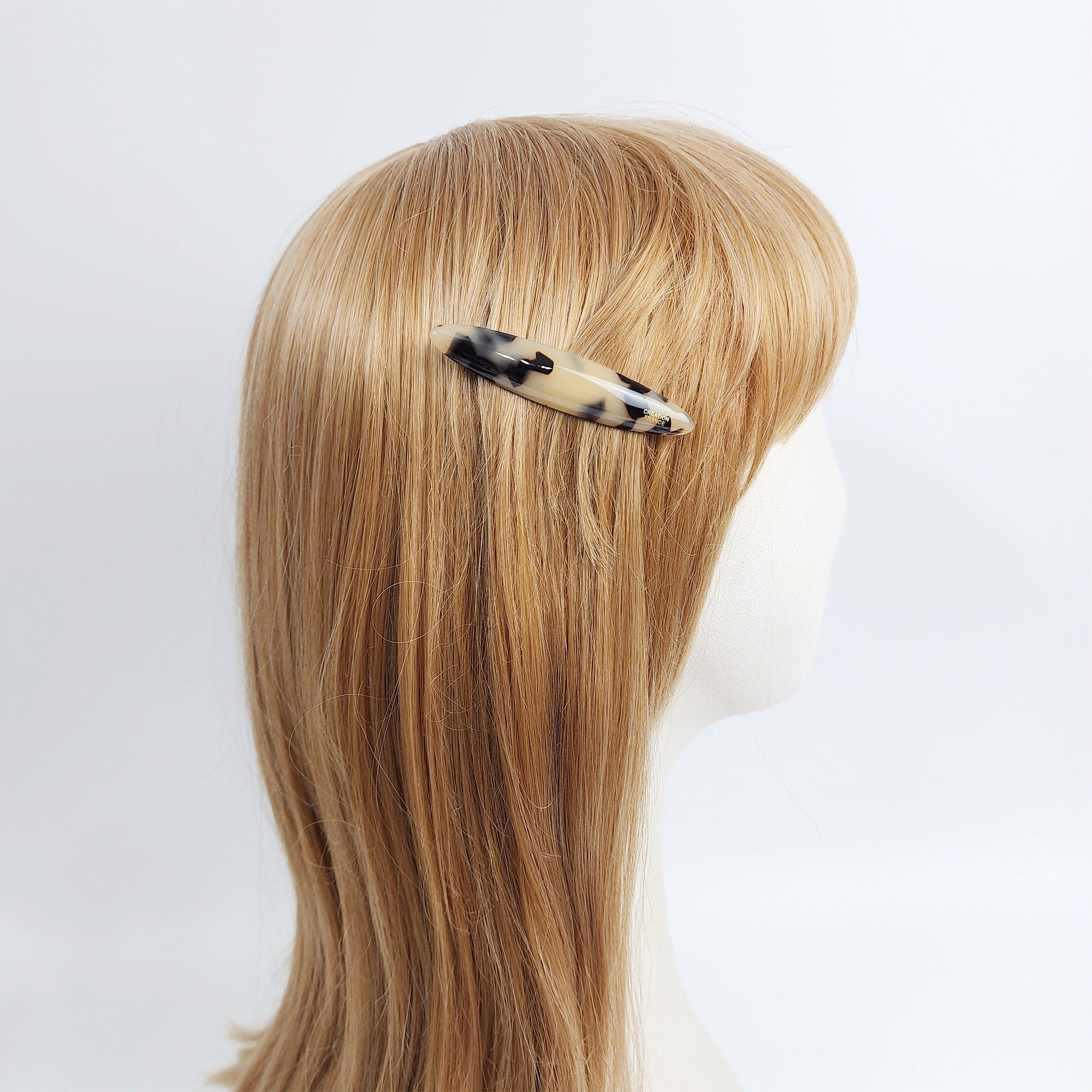 Pure Color Oval Hair Barrette (2.8 Inch) / Luxurious Tortoise Shell French Hair Pin / Automatic Hair Clip