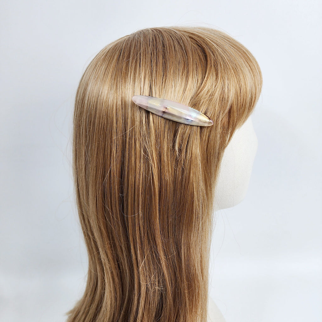 Pure Color Oval Hair Barrette (2.8 Inch) / Luxurious Tortoise Shell French Hair Pin / Automatic Hair Clip