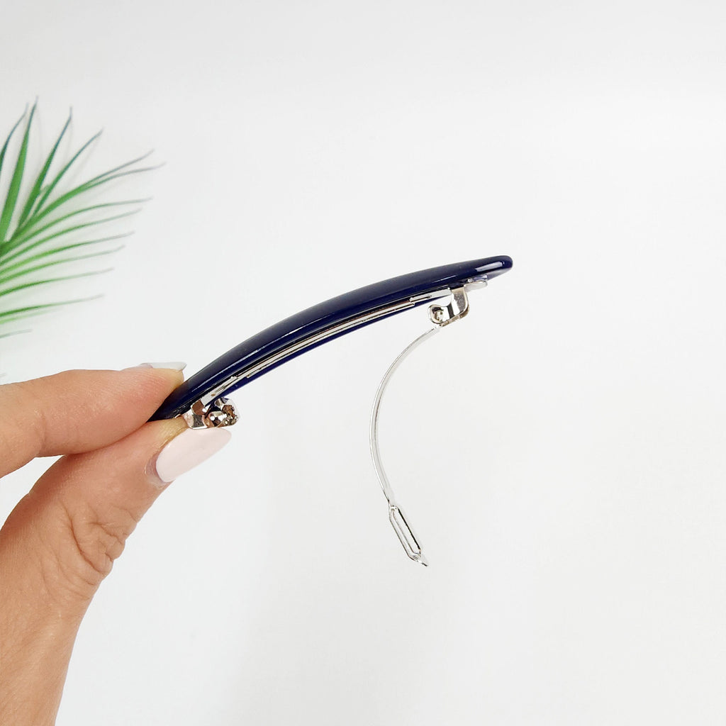 Pure Color Oval Hair Barrette (2.8 Inch) / Luxurious Tortoise Shell French Hair Pin / Automatic Hair Clip