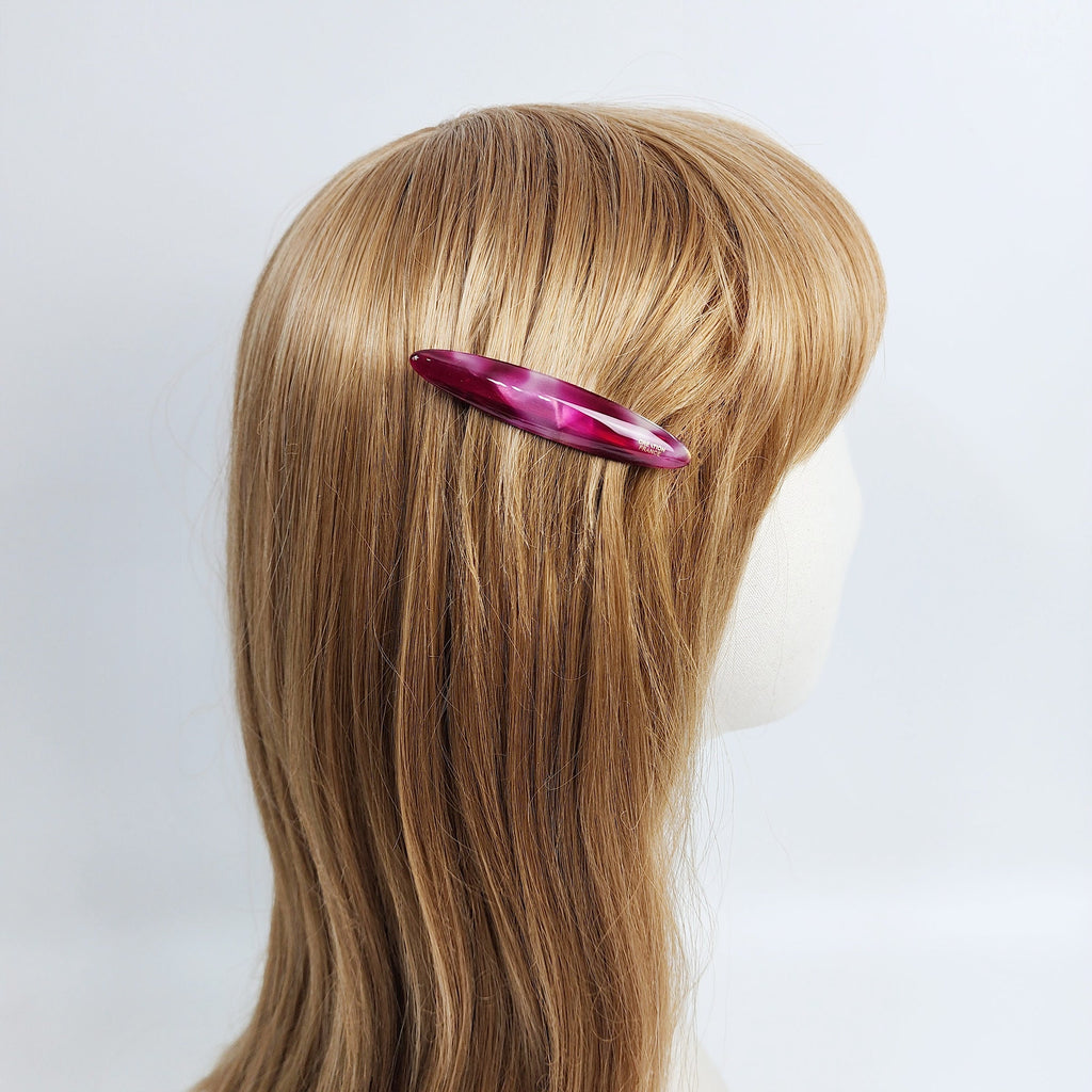 Pure Color Oval Hair Barrette (2.8 Inch) / Luxurious Tortoise Shell French Hair Pin / Automatic Hair Clip