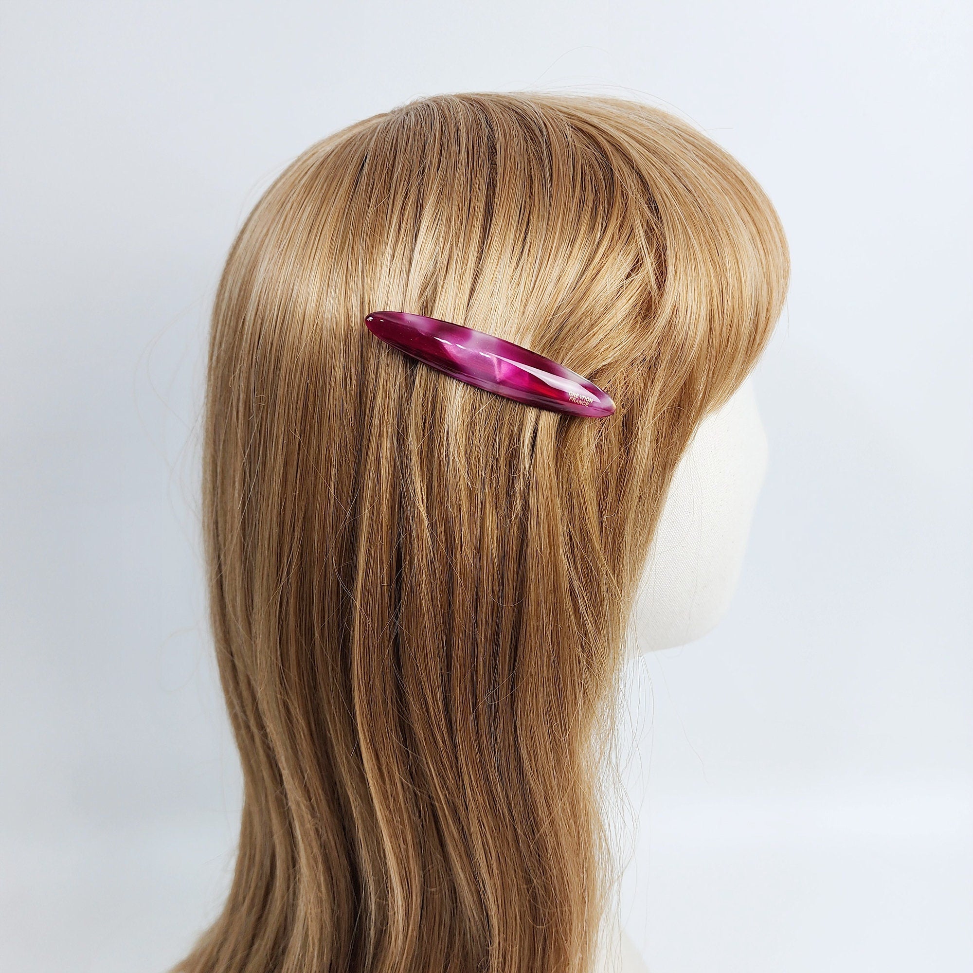 Pure Color Oval Hair Barrette (2.8 Inch) / Luxurious Tortoise Shell French Hair Pin / Automatic Hair Clip