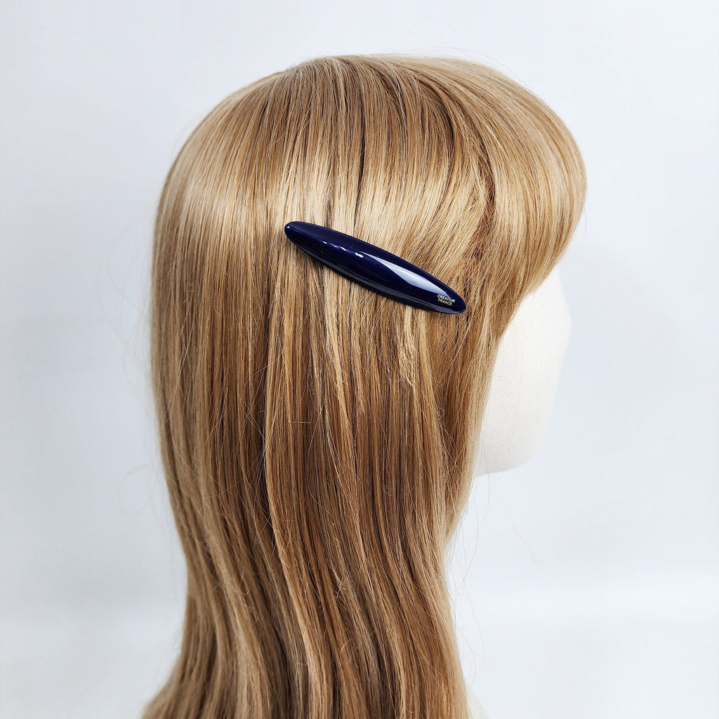 Pure Color Oval Hair Barrette (2.8 Inch) / Luxurious Tortoise Shell French Hair Pin / Automatic Hair Clip