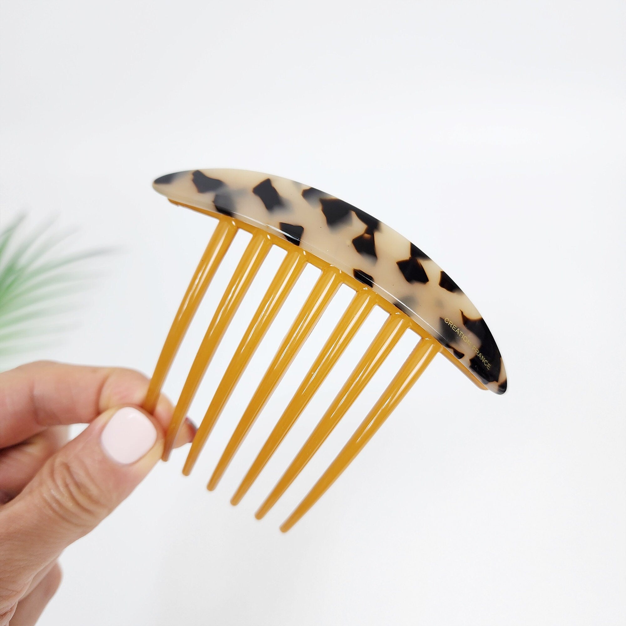 Simple Long Oval Non-slip Hair Comb Pin (4.3 Inch) / Tortoise Shell French Hair Pin / Hair Fork for Woman