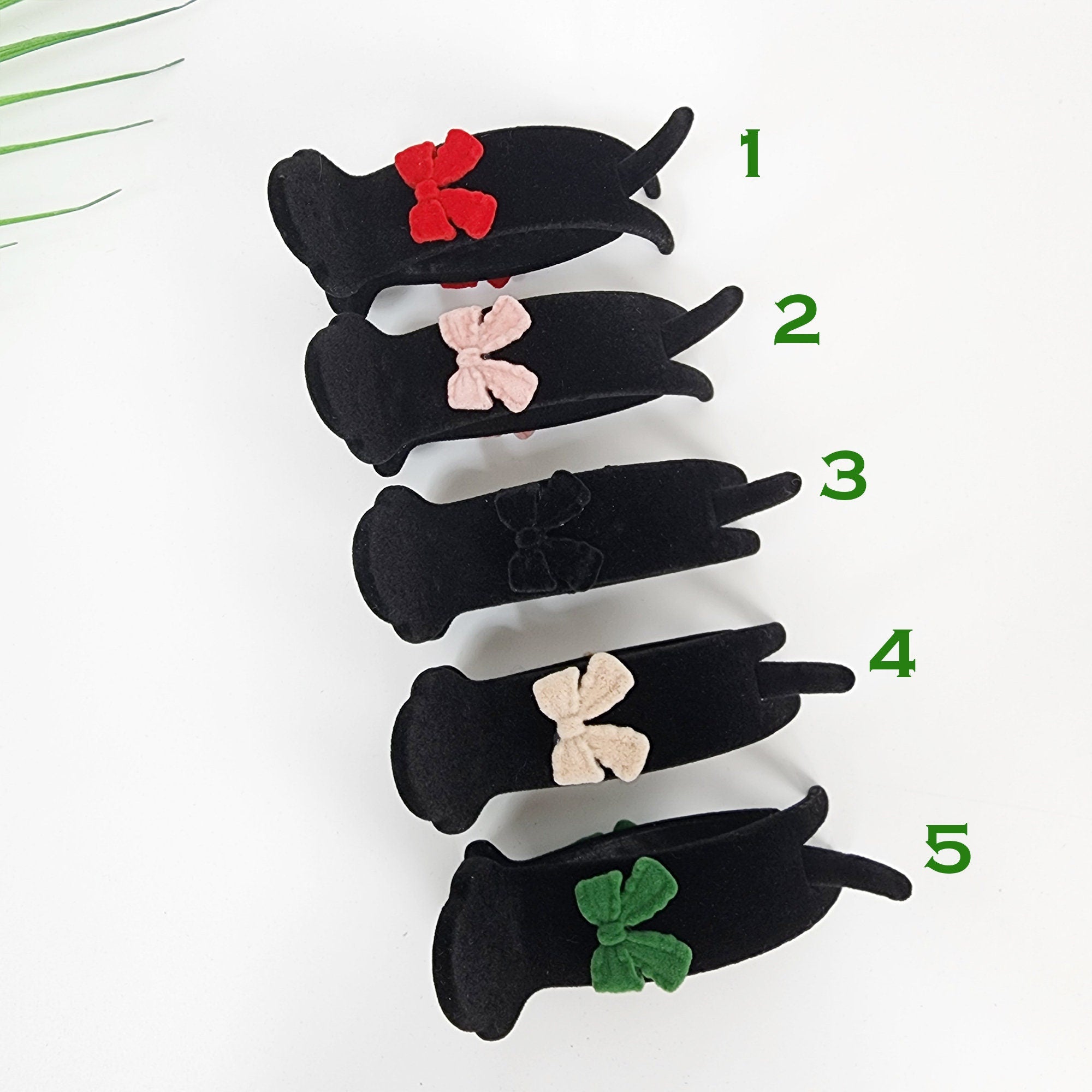 Black Velvet Mini Ribbon Two Leg Low Bun Hair Claw Clip / Medium Size Ponytail Holder / Hair Barrette for Woman