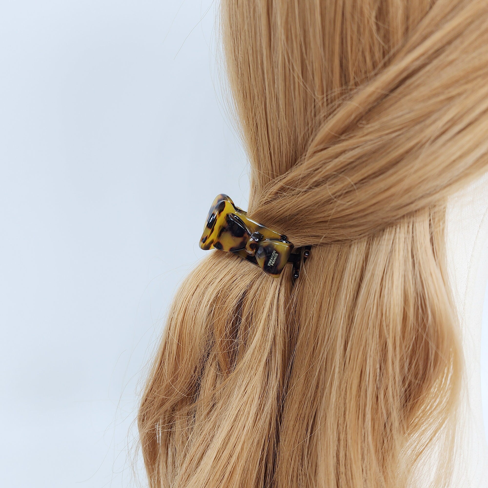 Tortoise Shell Ribbon Round Hair Claw Clip / Leopard Medium Size Ponytail Holder / Hair Barrette for Woman / French Hair Pin