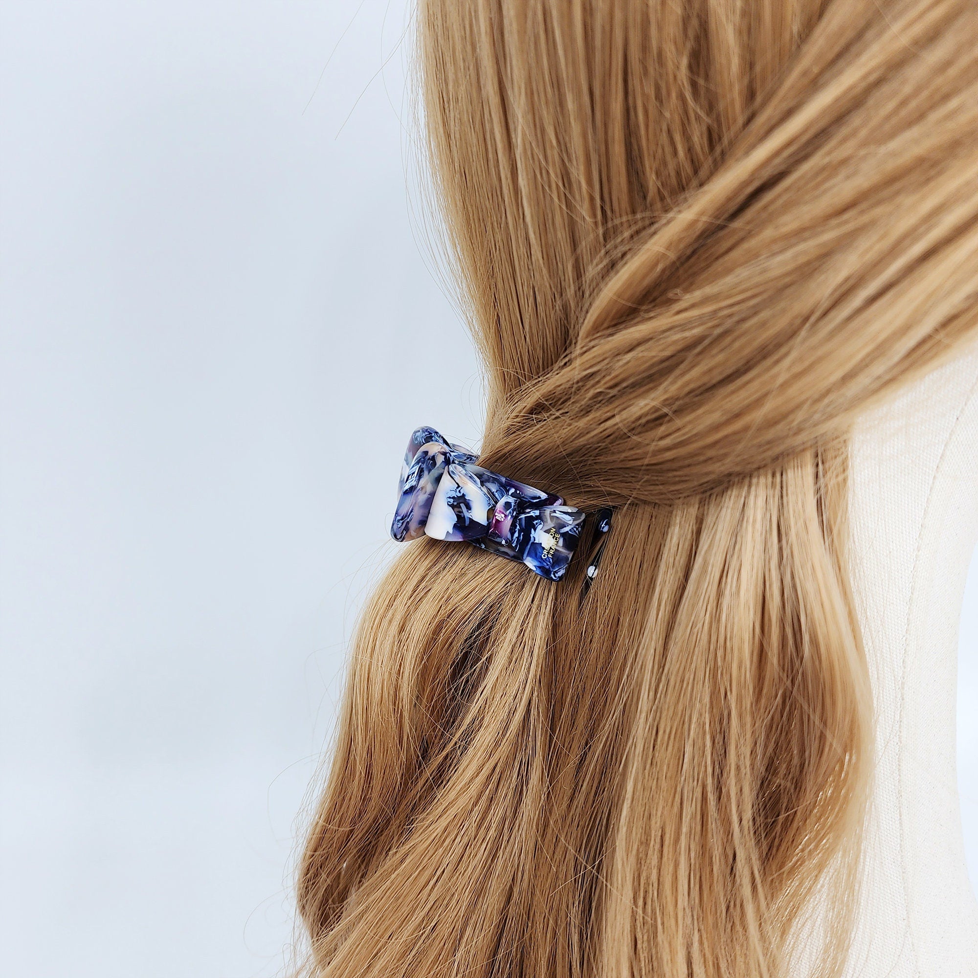 Tortoise Shell Ribbon Round Hair Claw Clip / Leopard Medium Size Ponytail Holder / Hair Barrette for Woman / French Hair Pin