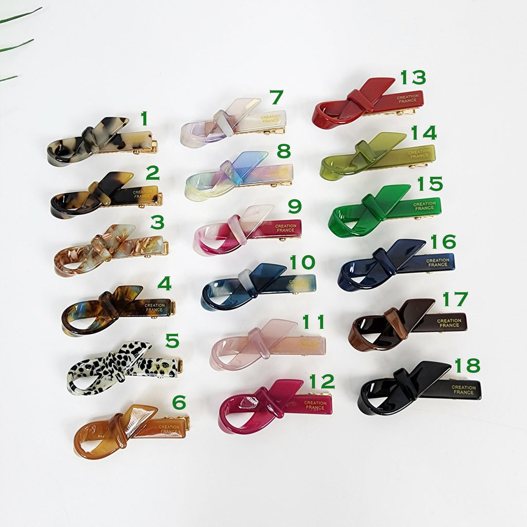 Cute Mini Ribbon Hair Claw Clip (1.8 Inch) / Tortoise Shell French Hair Pin / Hair Accessory for Woman