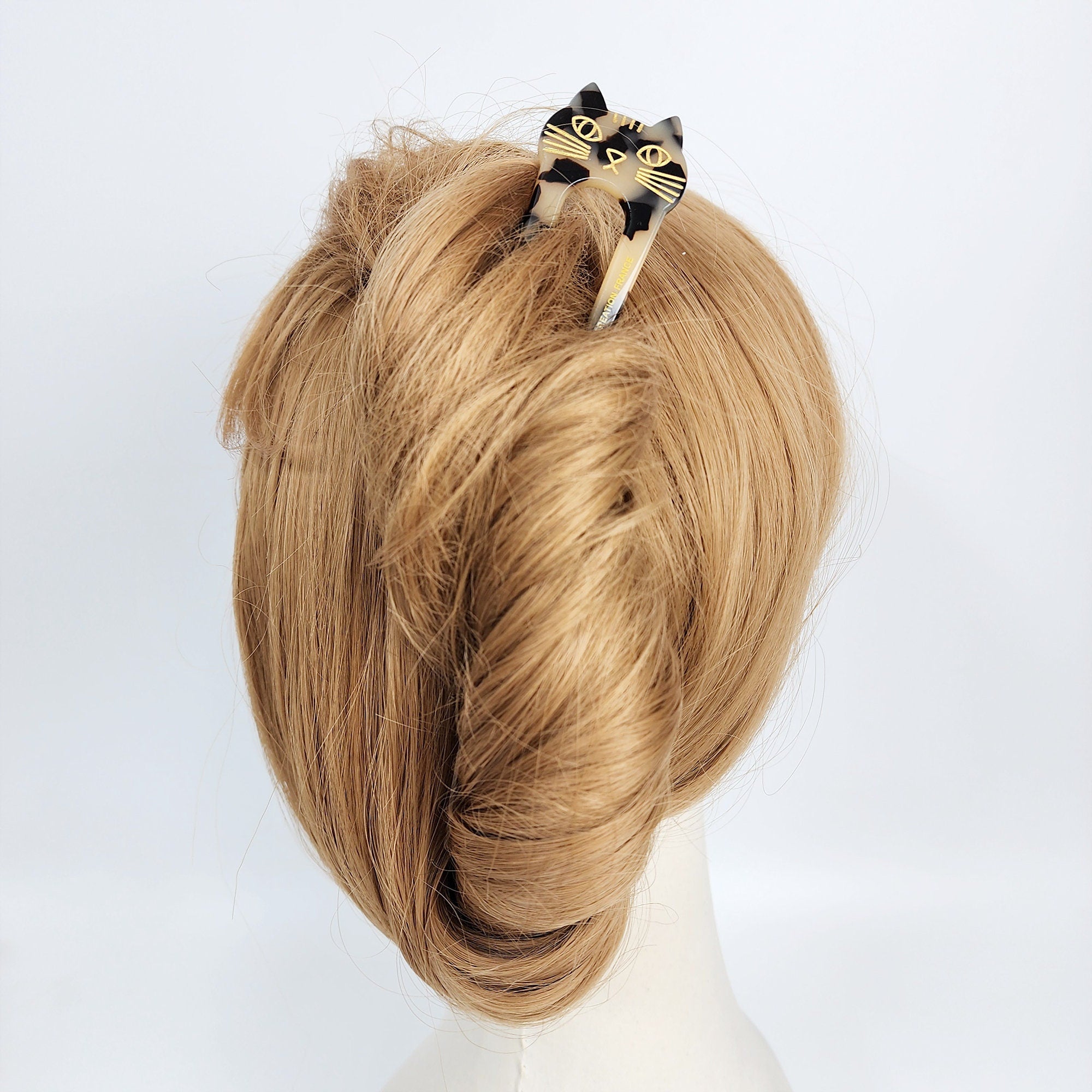 U Shape Cat Shape Big Size Hair Stick / Tortoise Shell French Hair Pin / Hair Fork for Thick Hair