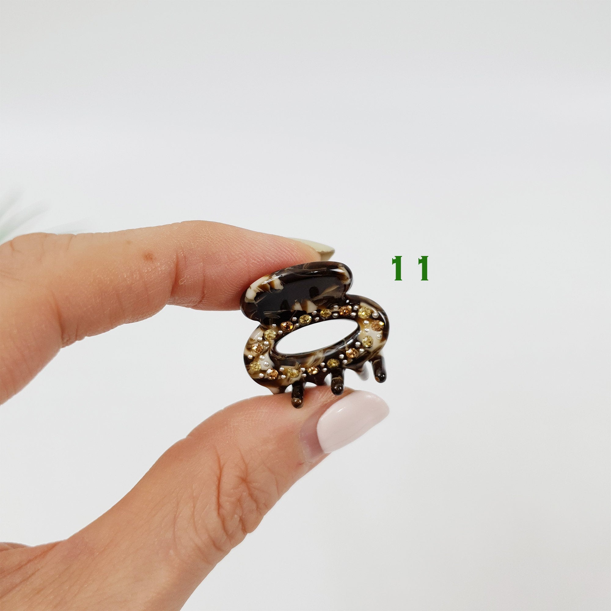 Cubic Round Mini Hair Clip (1.0 Inch) / Tortoise Shell French Hair Pin / French Barrette / Hair Accessory for Woman