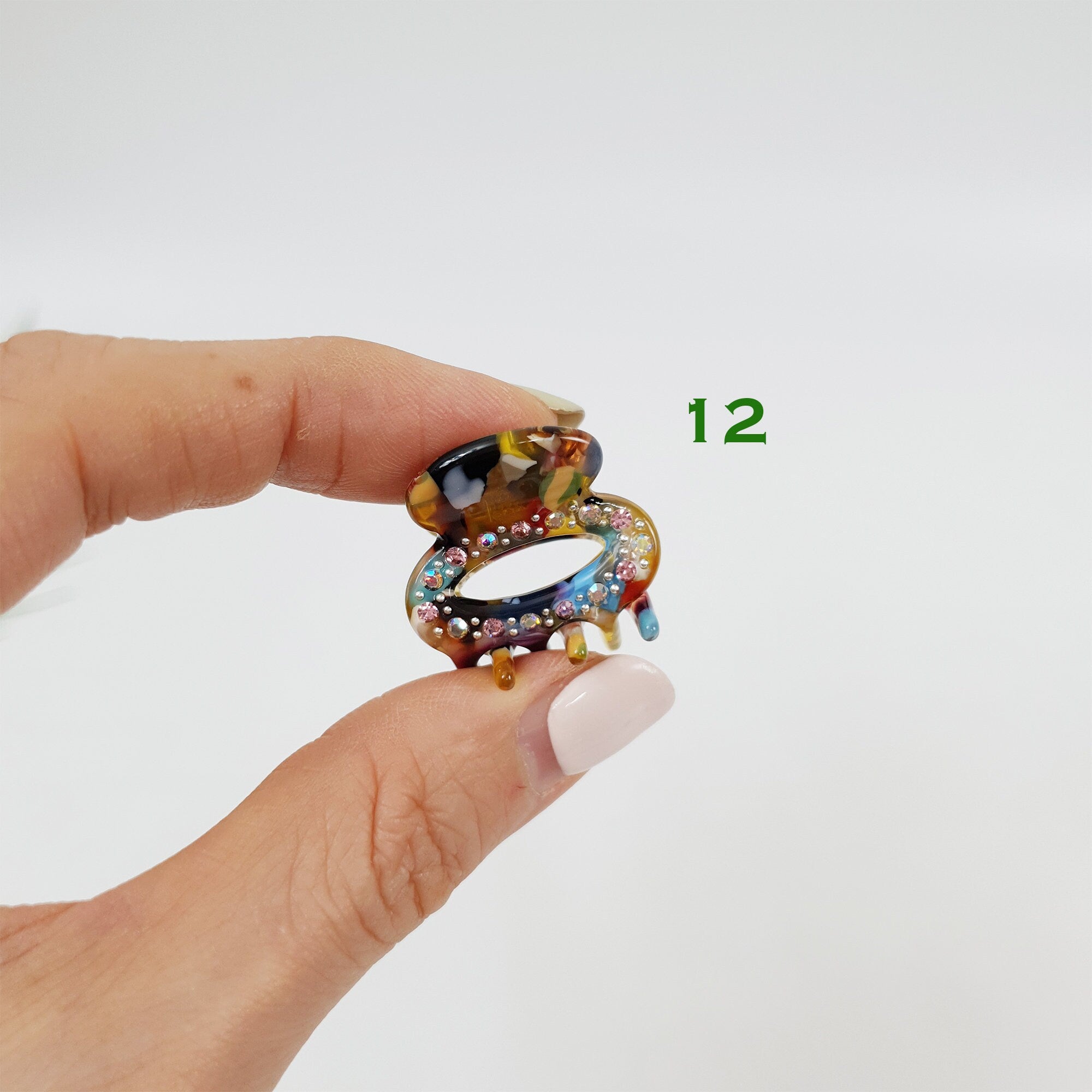 Cubic Round Mini Hair Clip (1.0 Inch) / Tortoise Shell French Hair Pin / French Barrette / Hair Accessory for Woman