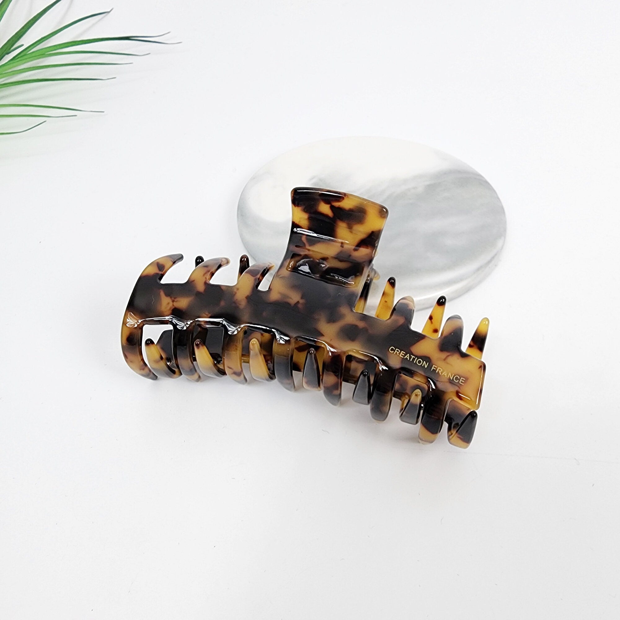 Tortoise Shell Spike Large Hair Claw Clip (3.5 Inch) / Leopard French Hair Pin / Hair Barrette for Woman