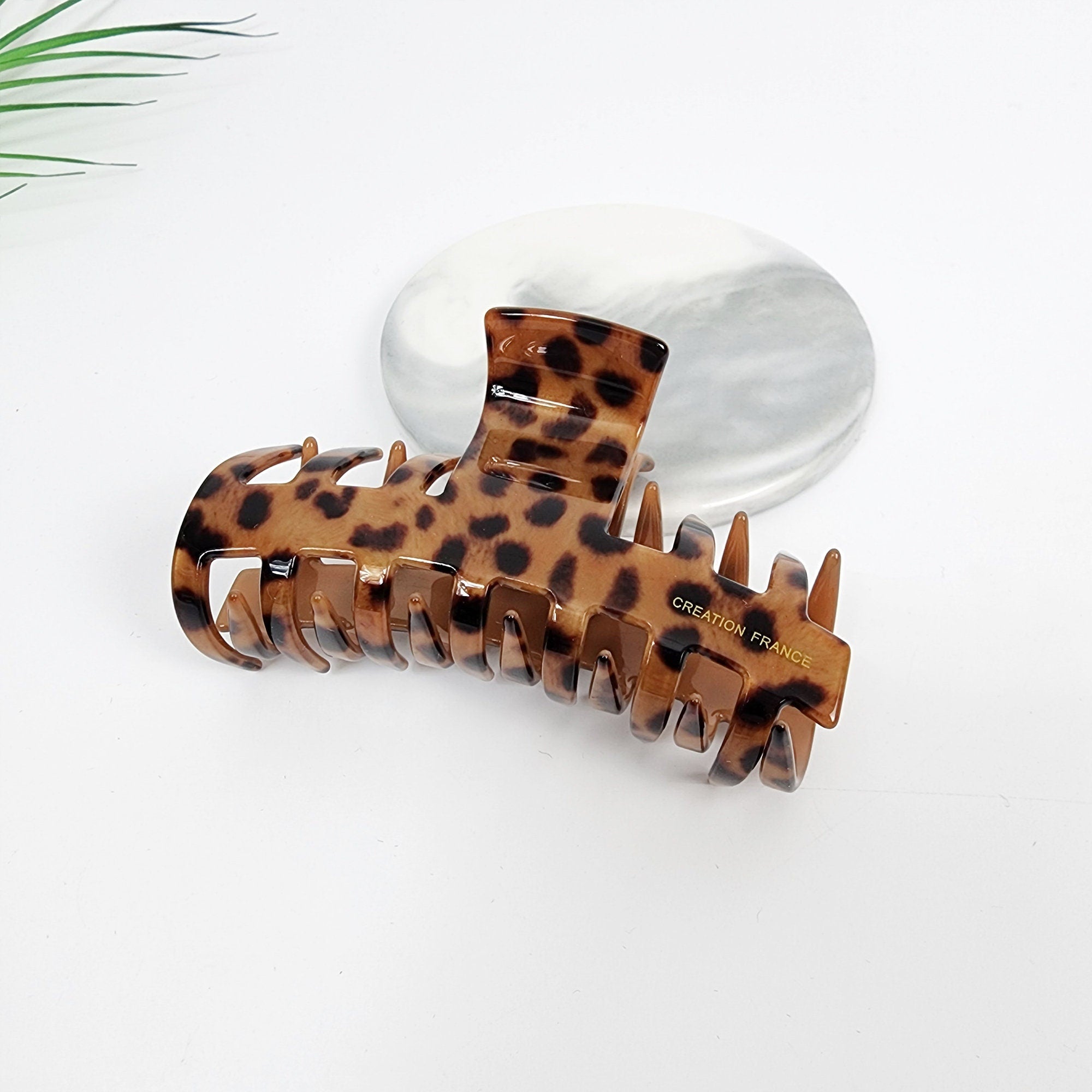 Tortoise Shell Spike Large Hair Claw Clip (3.5 Inch) / Leopard French Hair Pin / Hair Barrette for Woman