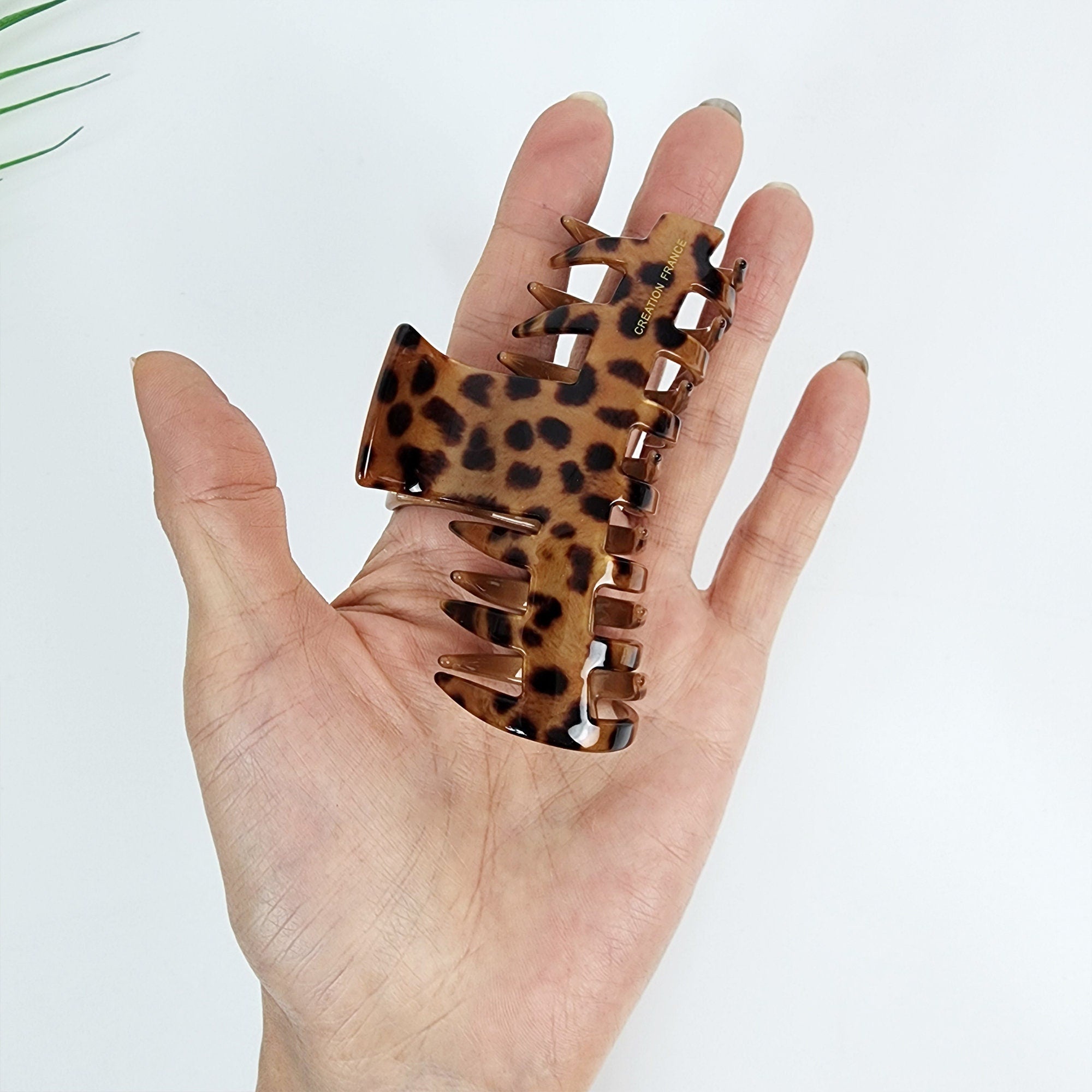 Tortoise Shell Spike Large Hair Claw Clip (3.5 Inch) / Leopard French Hair Pin / Hair Barrette for Woman