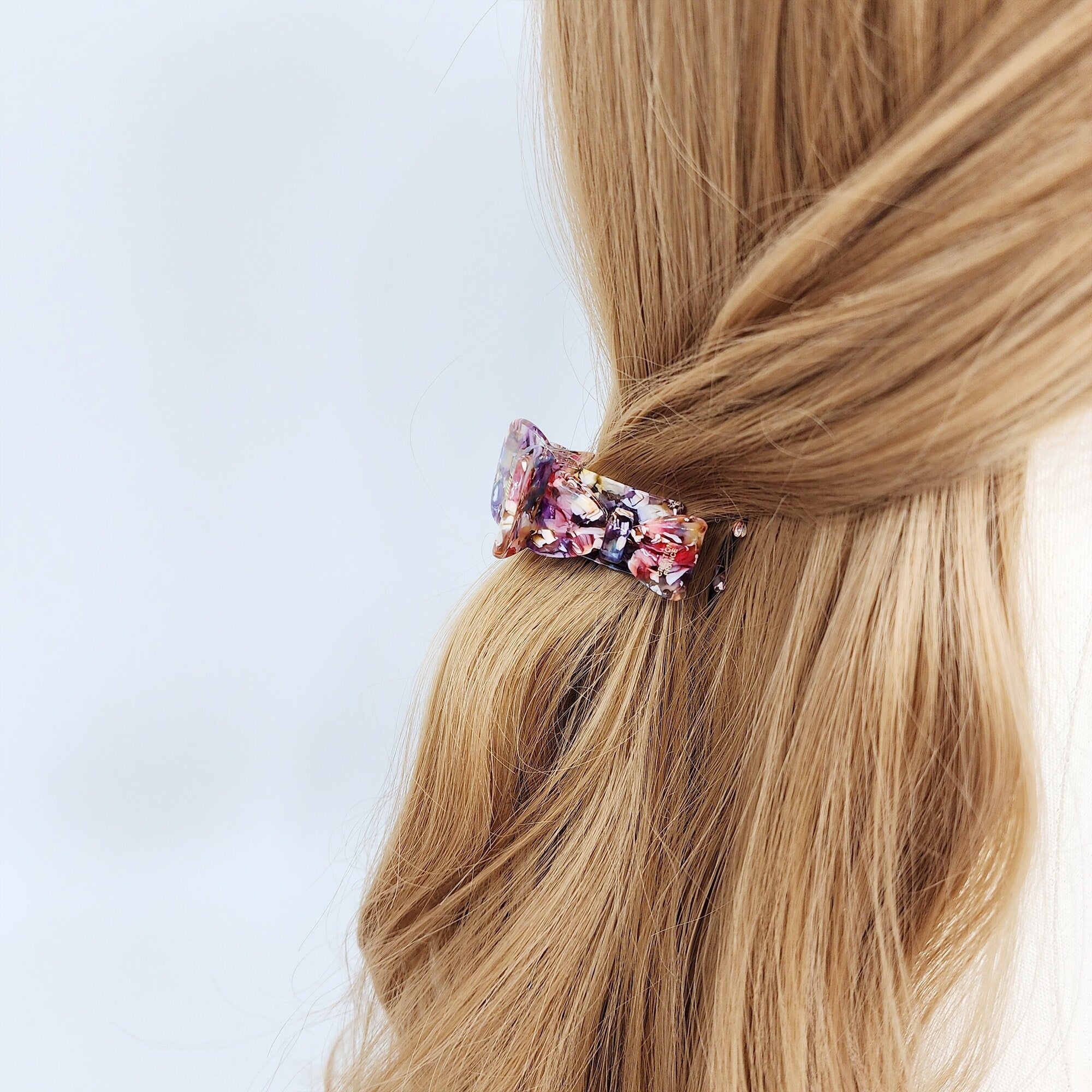 Tortoise Shell Ribbon Round Hair Claw Clip / Leopard Medium Size Ponytail Holder / Hair Barrette for Woman / French Hair Pin