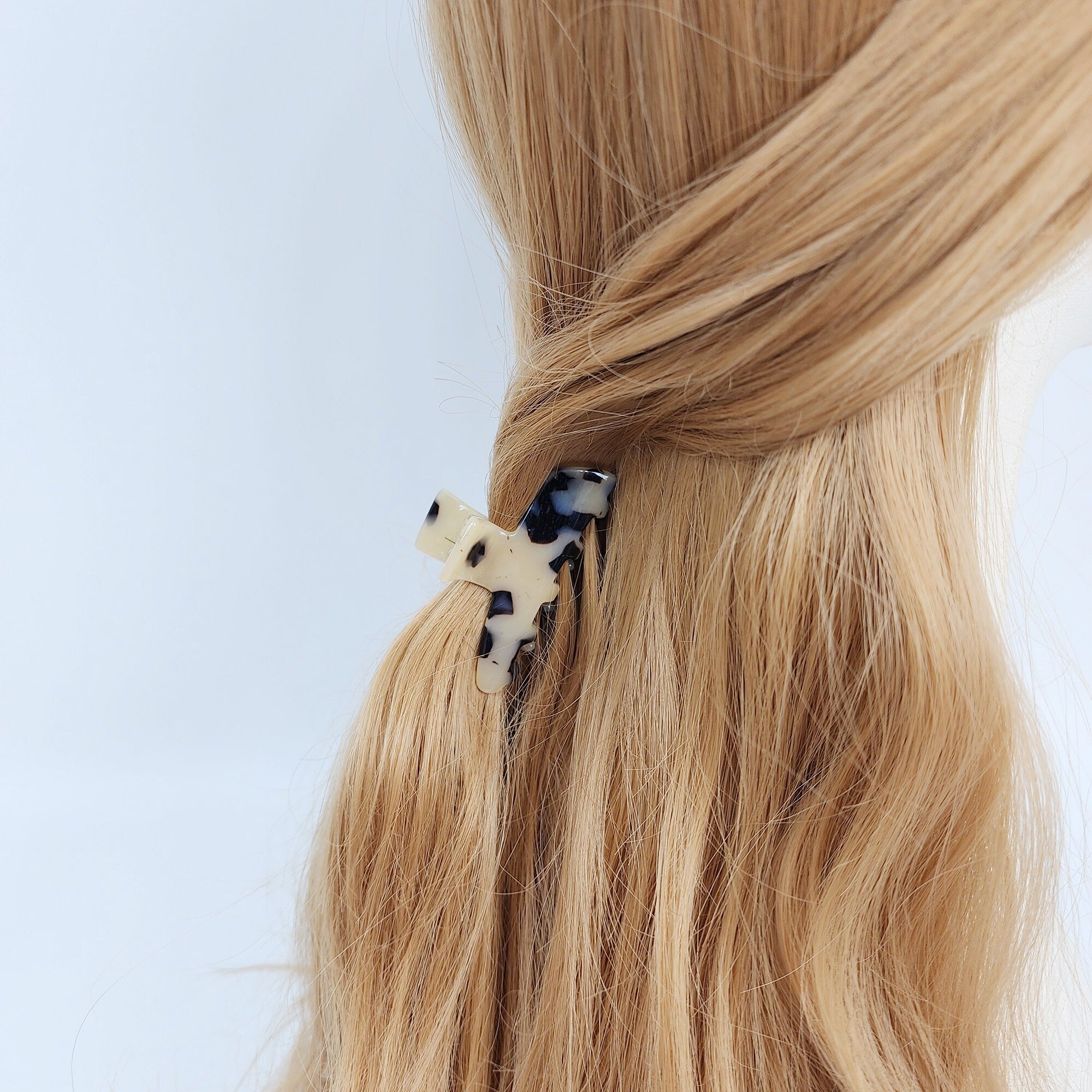 Tortoise Shell Curve Small Hair Clip / Luxurious Cellulose French Hair Pin / Hair Accessory for Woman