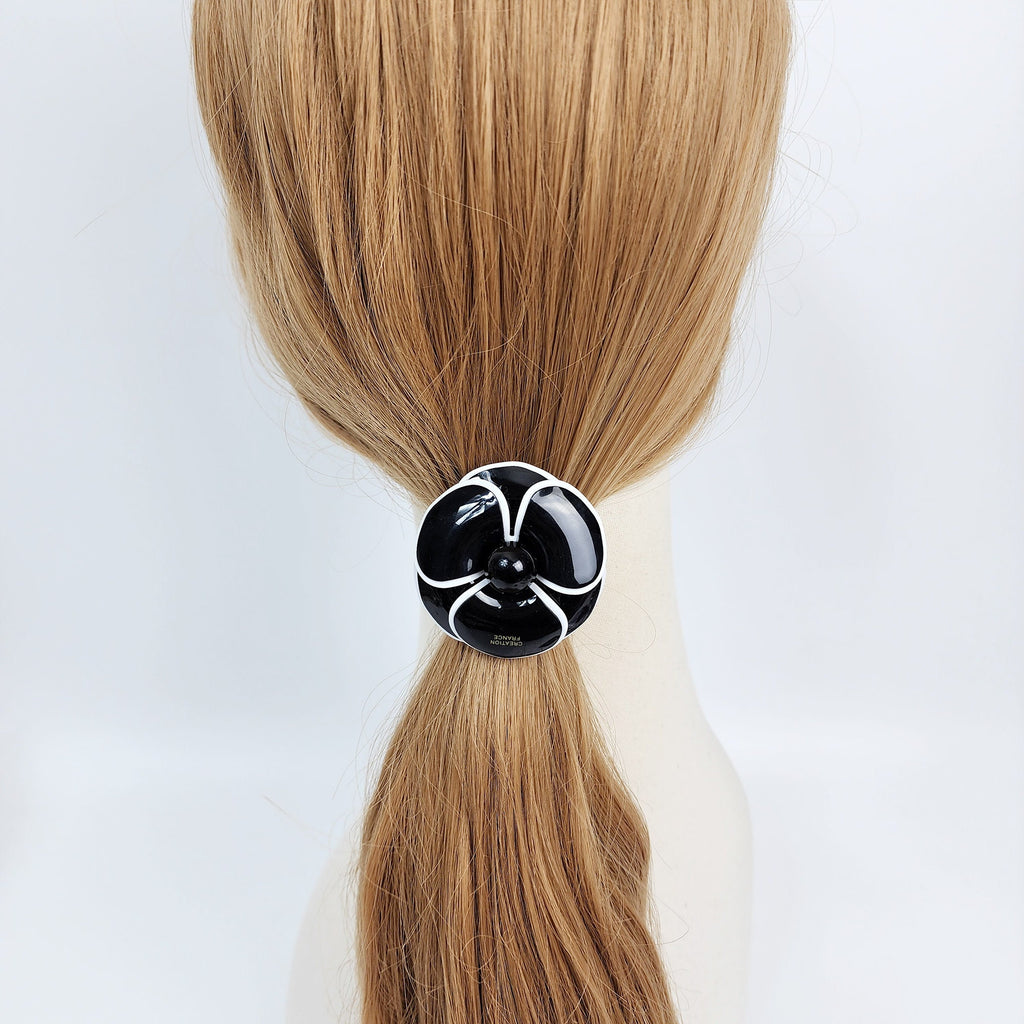 Pastel Color Big Flower Hair Tie (2.0 Inch) / Simple Cute Ponytail Holder / Hair Accessory for Woman / French Hair Tie