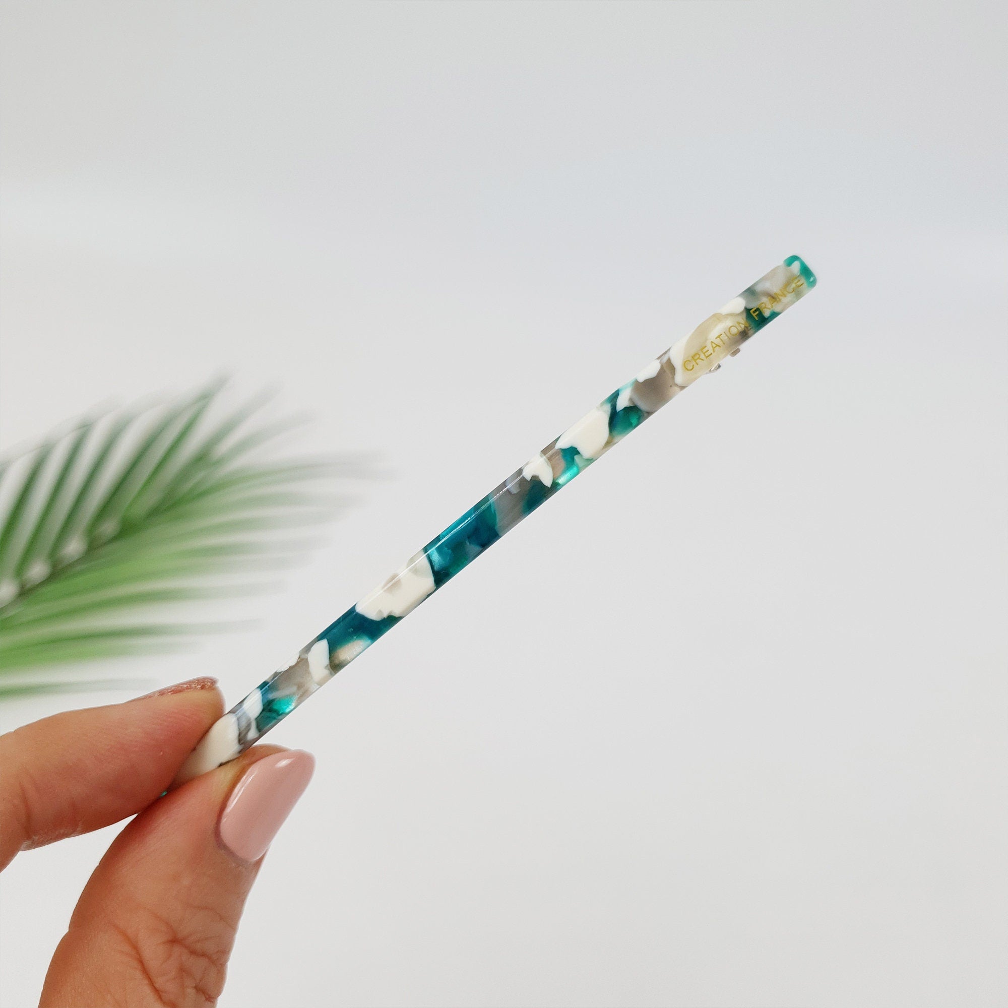 Leopard Slim Long Hair Barrette (4.1 Inch) / Simple French Hair Pin / Hair Accessory for Woman / Automatic Hair Clip
